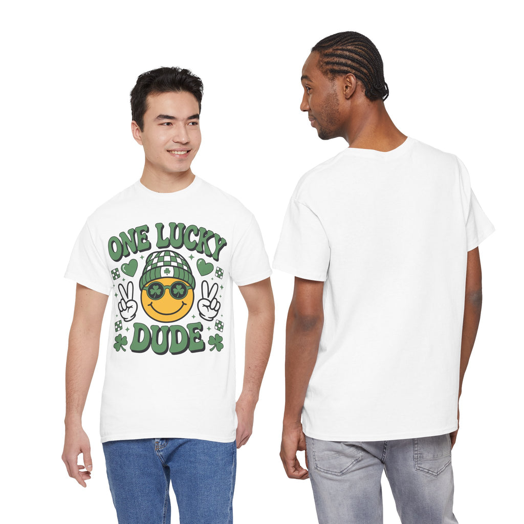 One Lucky Dude Shamrock Tee — St. Patrick's Day Smiley Unisex Cotton Tshirt