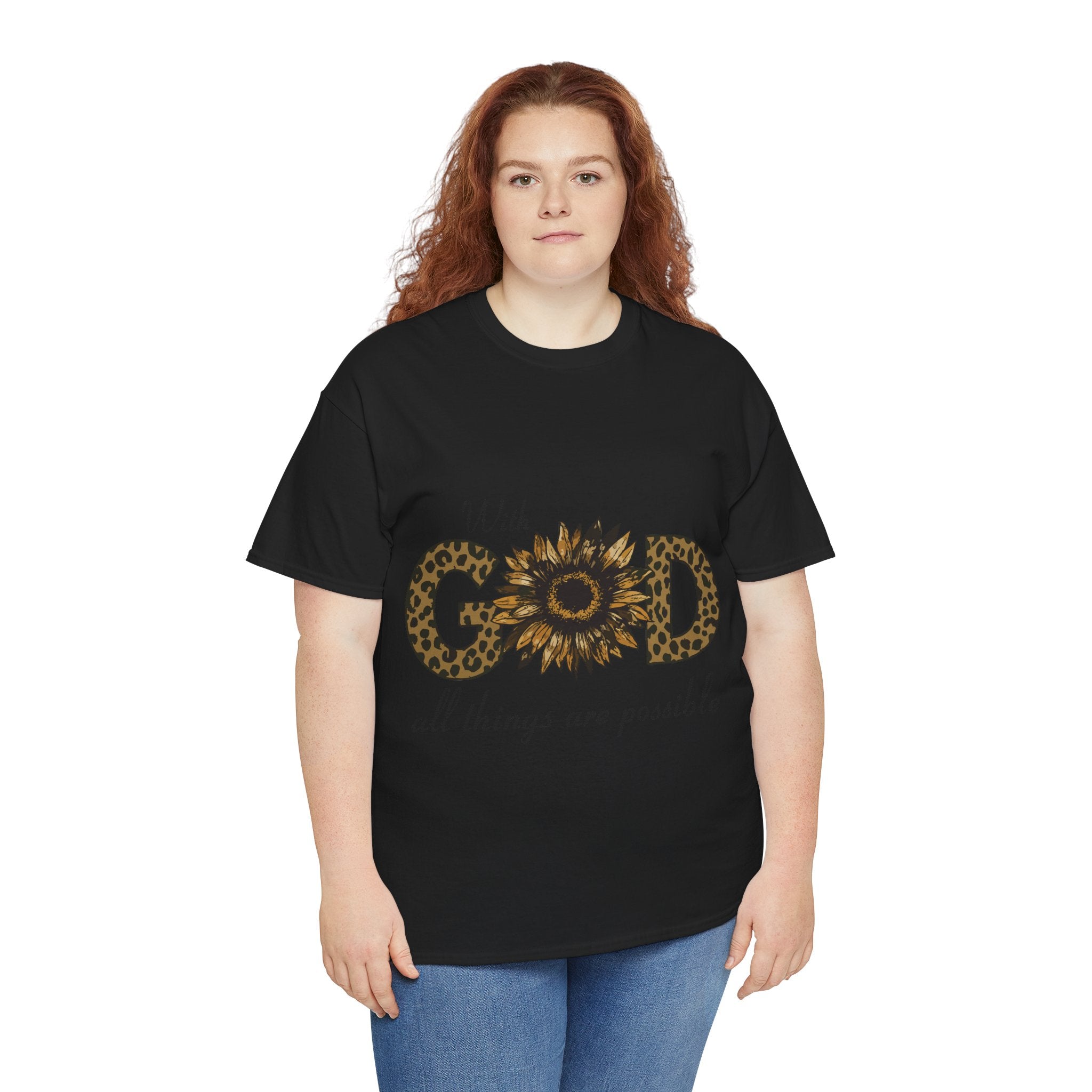 GOD Leopard Print Sunflower Unisex Cotton Tee