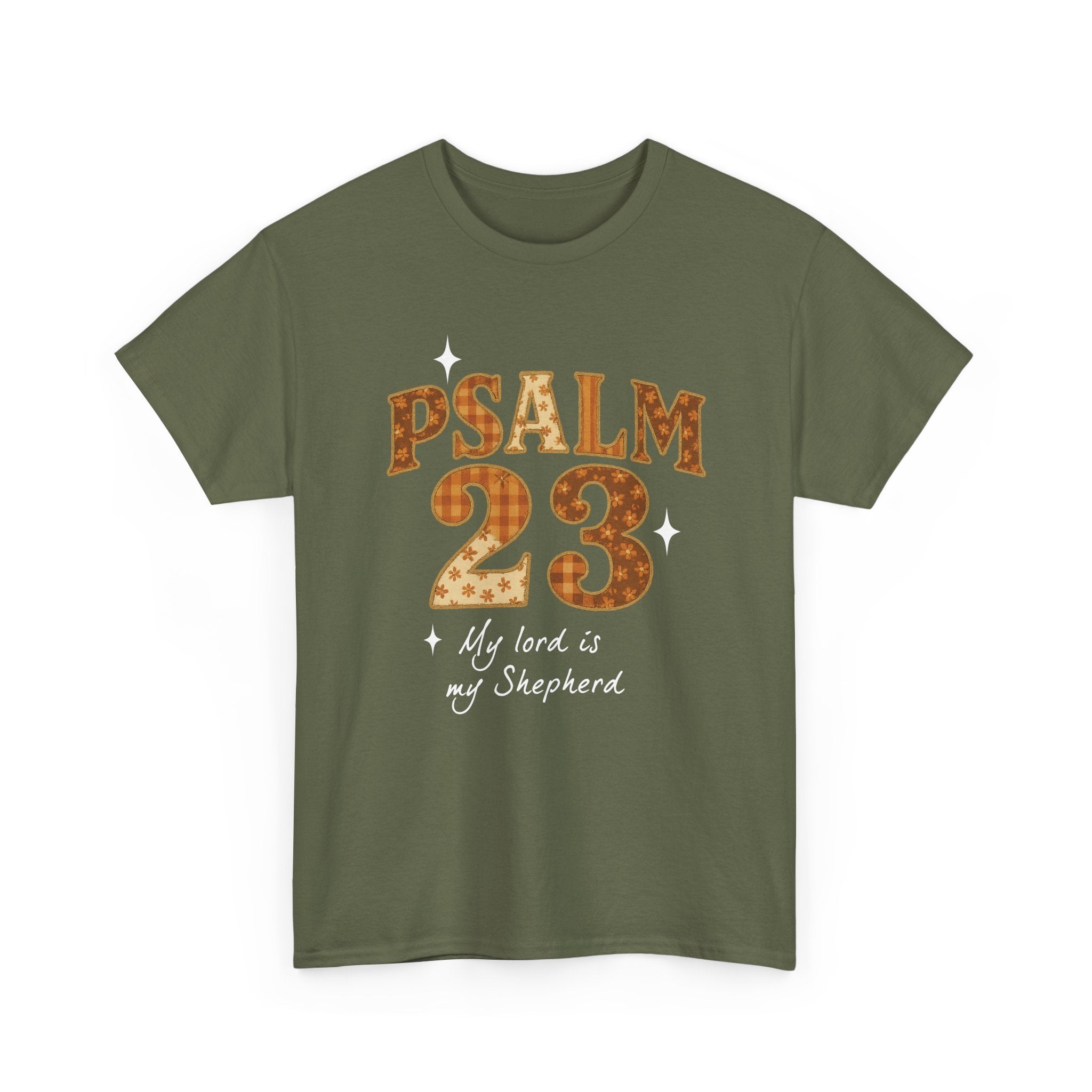 Psalm 23 Floral Tee — “My Lord Is My Shepherd” Stitched-Text Unisex Cotton Tee