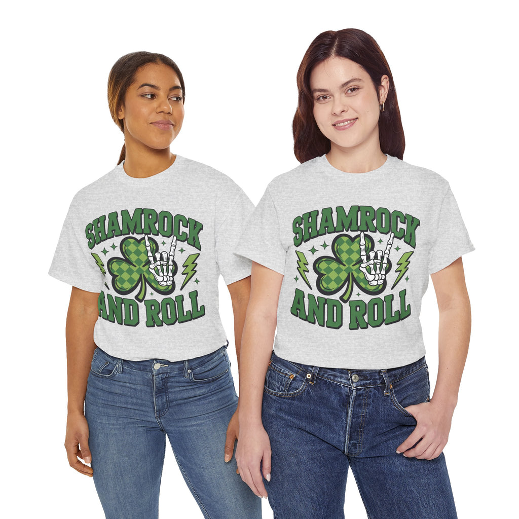 Shamrock and Roll Tee — Skeleton Hand & Lightning St. Patrick’s Rock Unisex Cotton Shirt