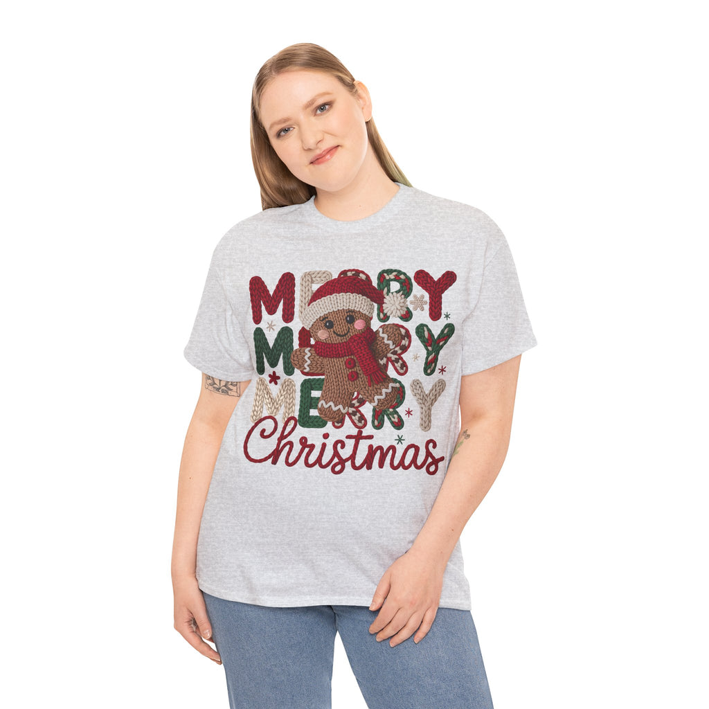 Merry Merry Merry Christmas Gingerbread Unisex Cotton Tee