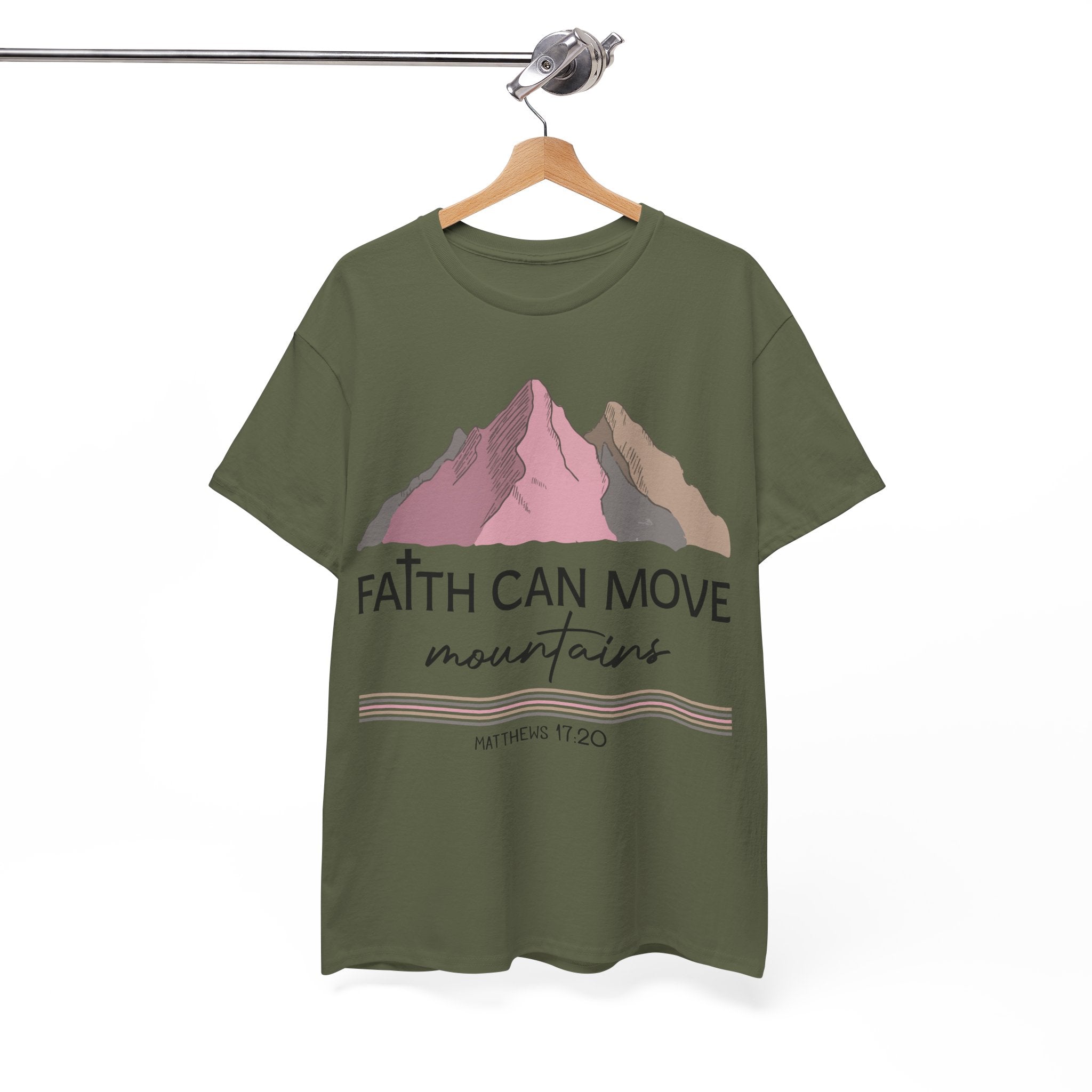 Faith Can Move Mountains Mountain Tee — Pastel Inspirational Christian Unisex Cotton T-Shirt
