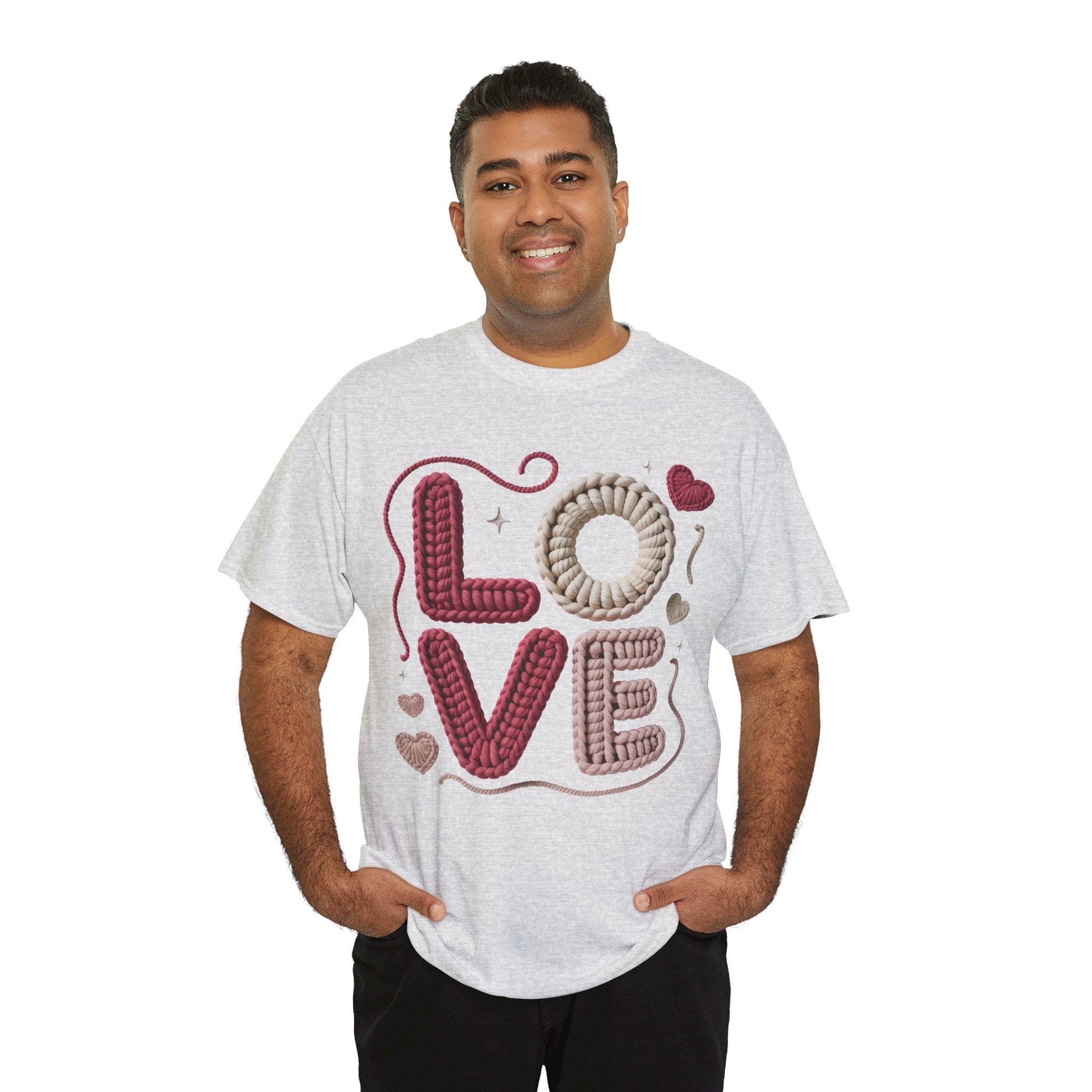LOVE Faux Yarn Heart Unisex Cotton Tee