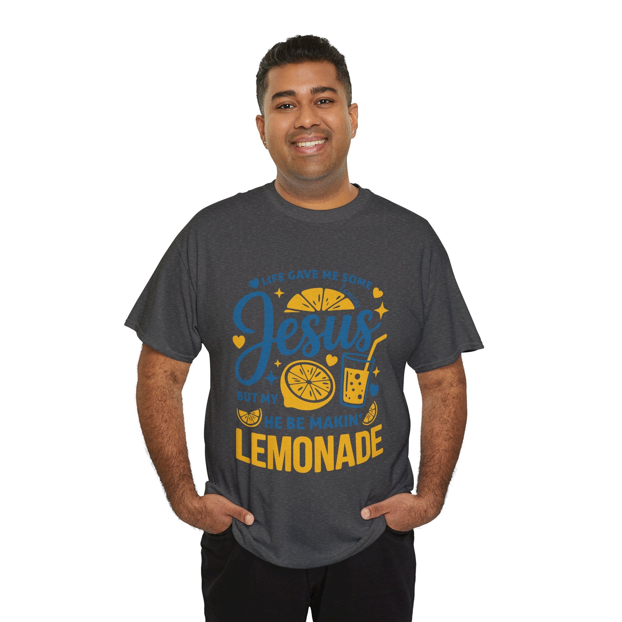 Christian Lemonade T-Shirt — “Life gave me some lemons but my Jesus He be makin’ lemonade”. Unisex Cotton Tee