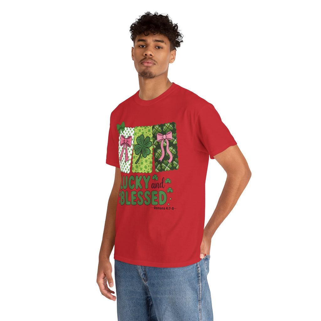 Lucky and Blessed Clover Unisex Cotton Tee