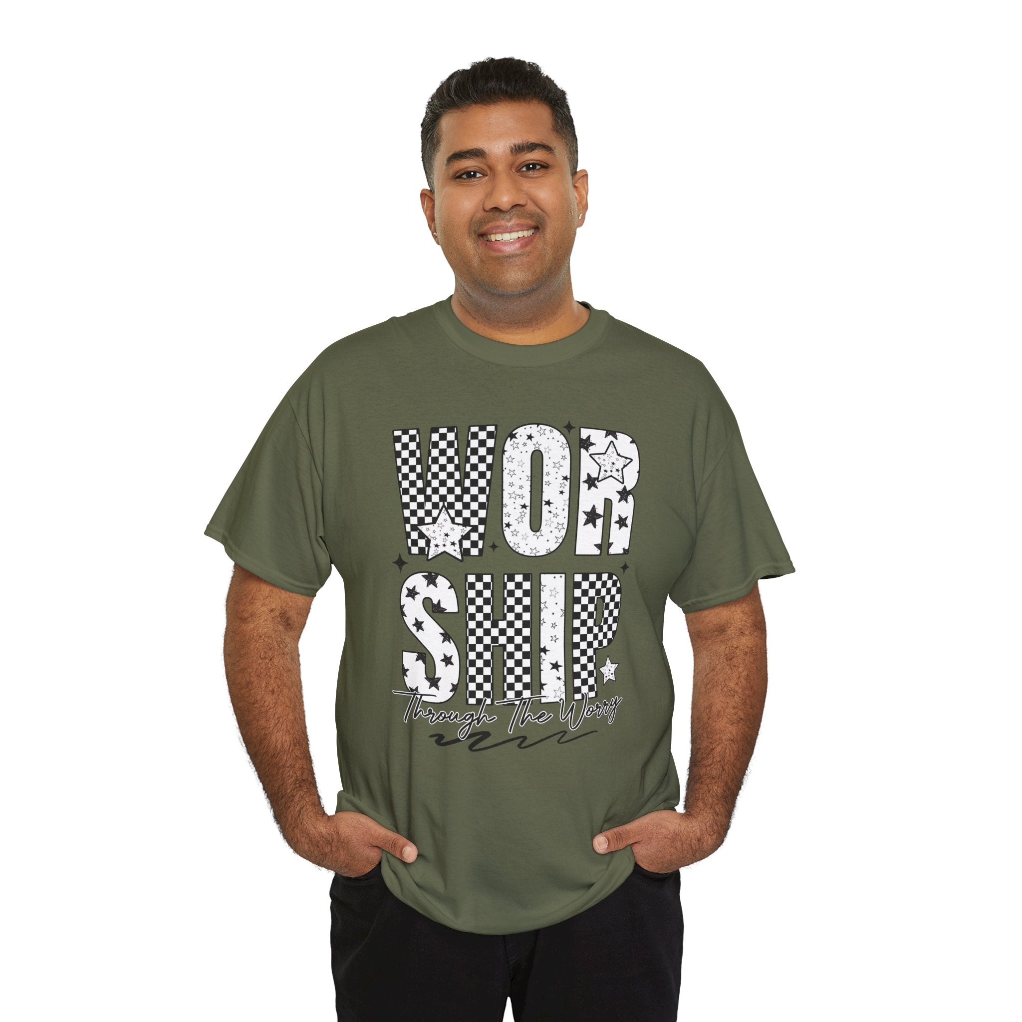 WORSHIP Through The Worry Checkerboard Unisex Cotton Tee