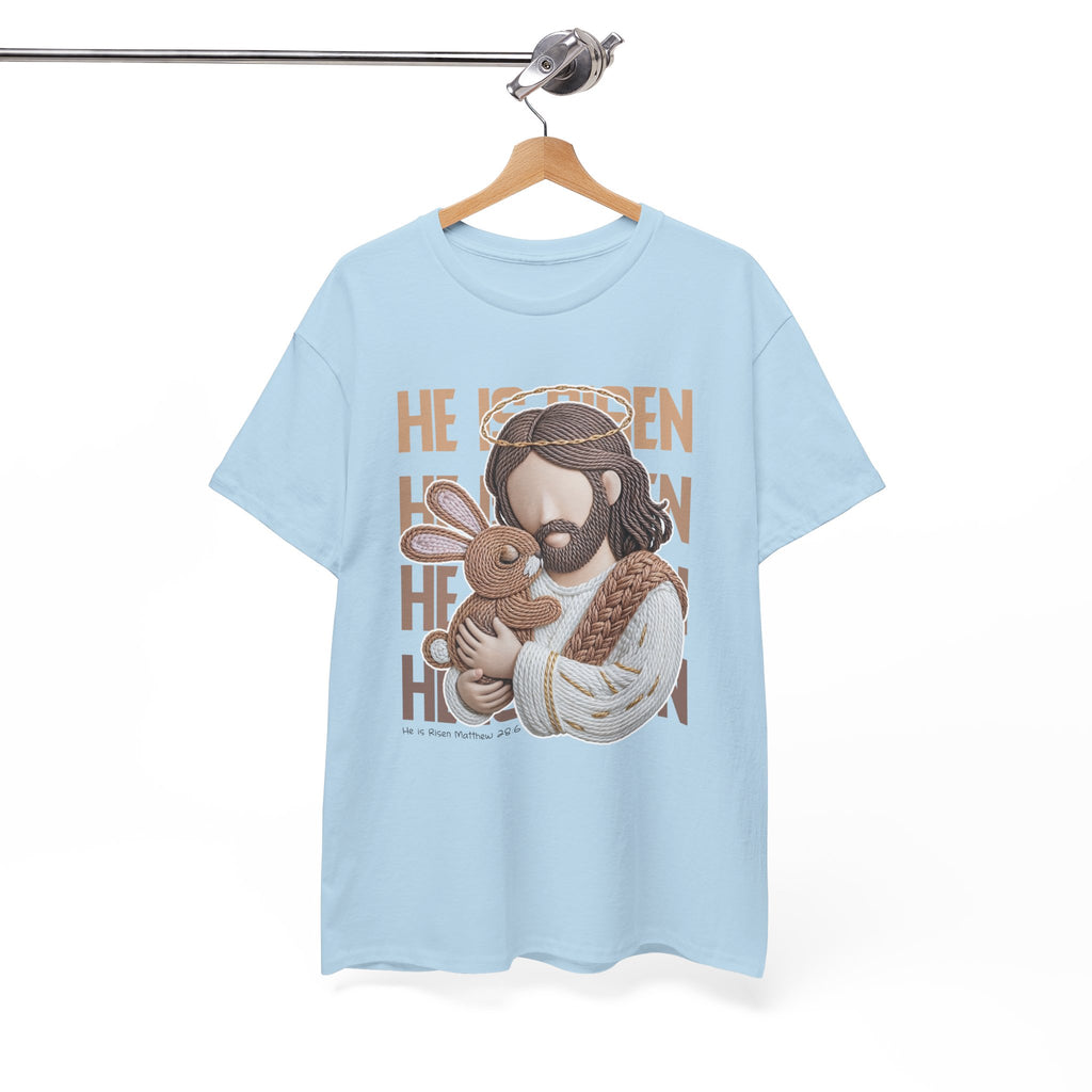 He Is Risen Matthew 28:6 Jesus With Lamb Unisex Cotton T-Shirt