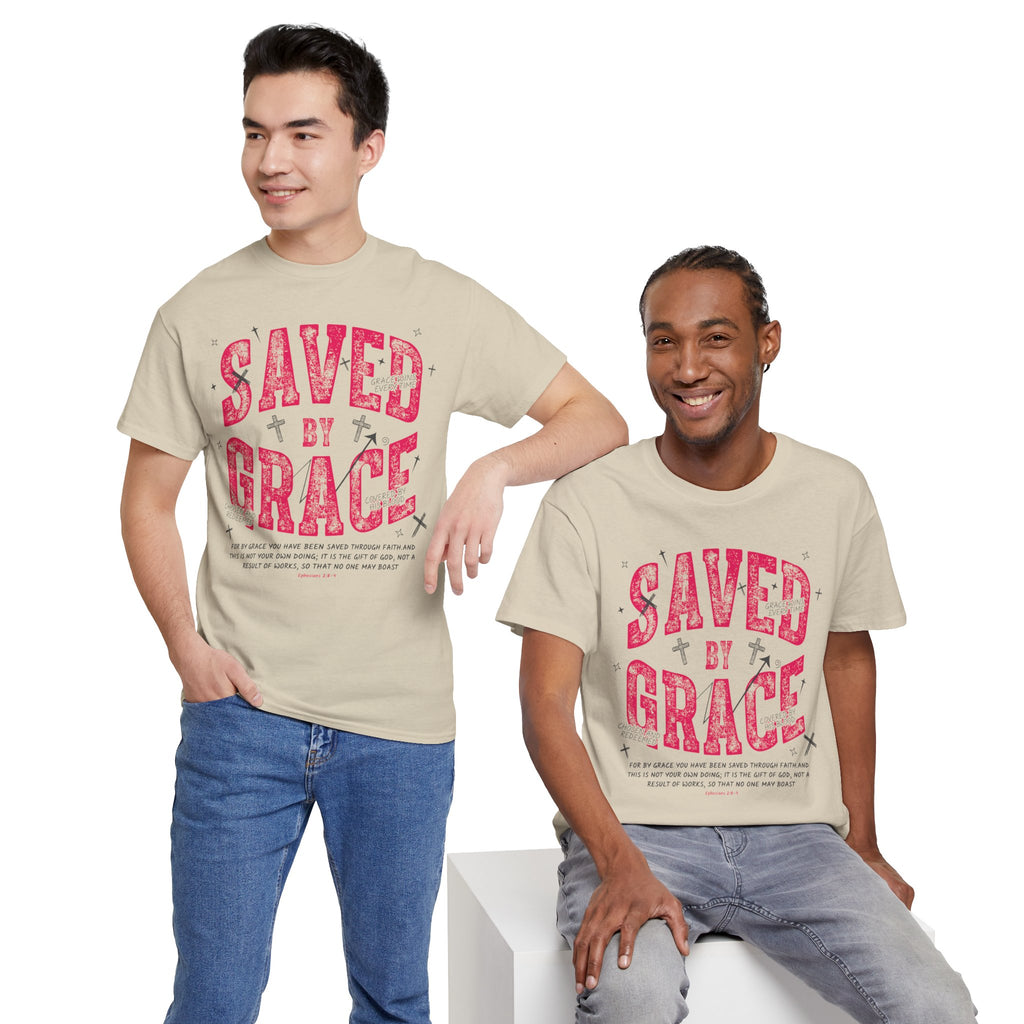 Saved by Grace Ephesians 2:8-9 Unisex Cotton T-Shirt