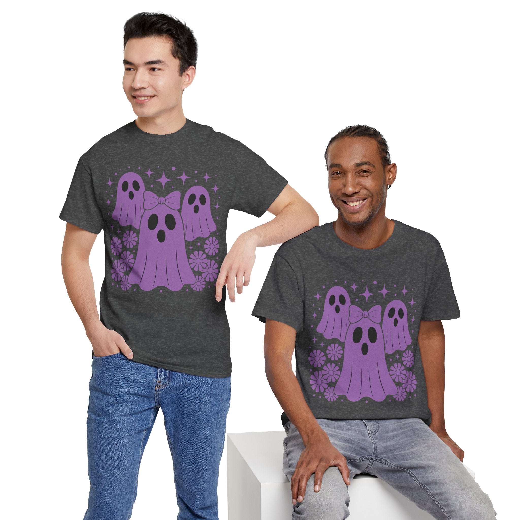 Purple Ghost Halloween Unisex Cotton Tee