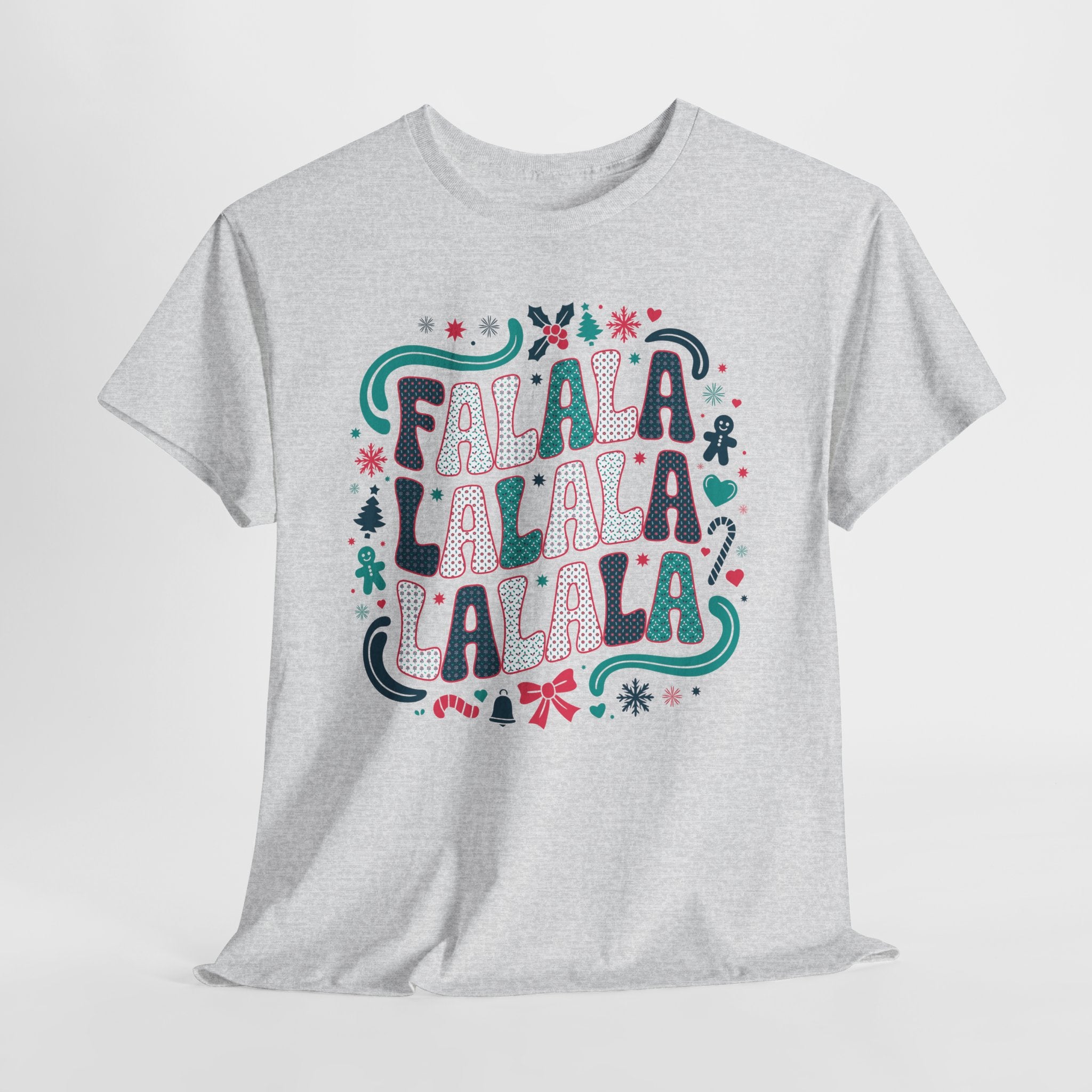Fa La La La La Christmas T-Shirt — Festive Candy Cane & Gingerbread Holiday Unisex Cotton Tee