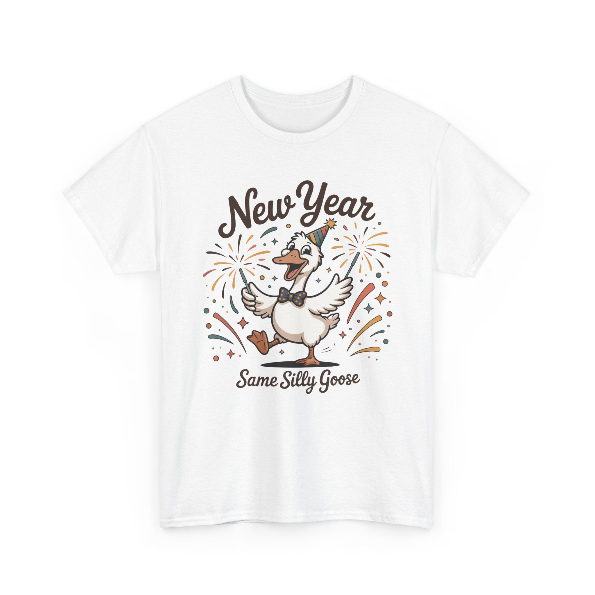 New Year Same Silly Goose T-Shirt — Party Goose Graphic Unisex Cotton Tee