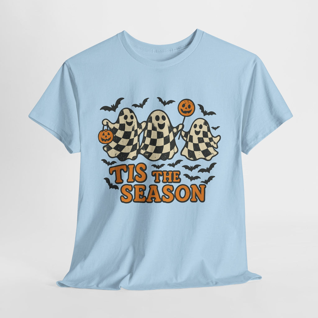 Halloween Ghosts Checker Pattern Unisex Cotton Tee