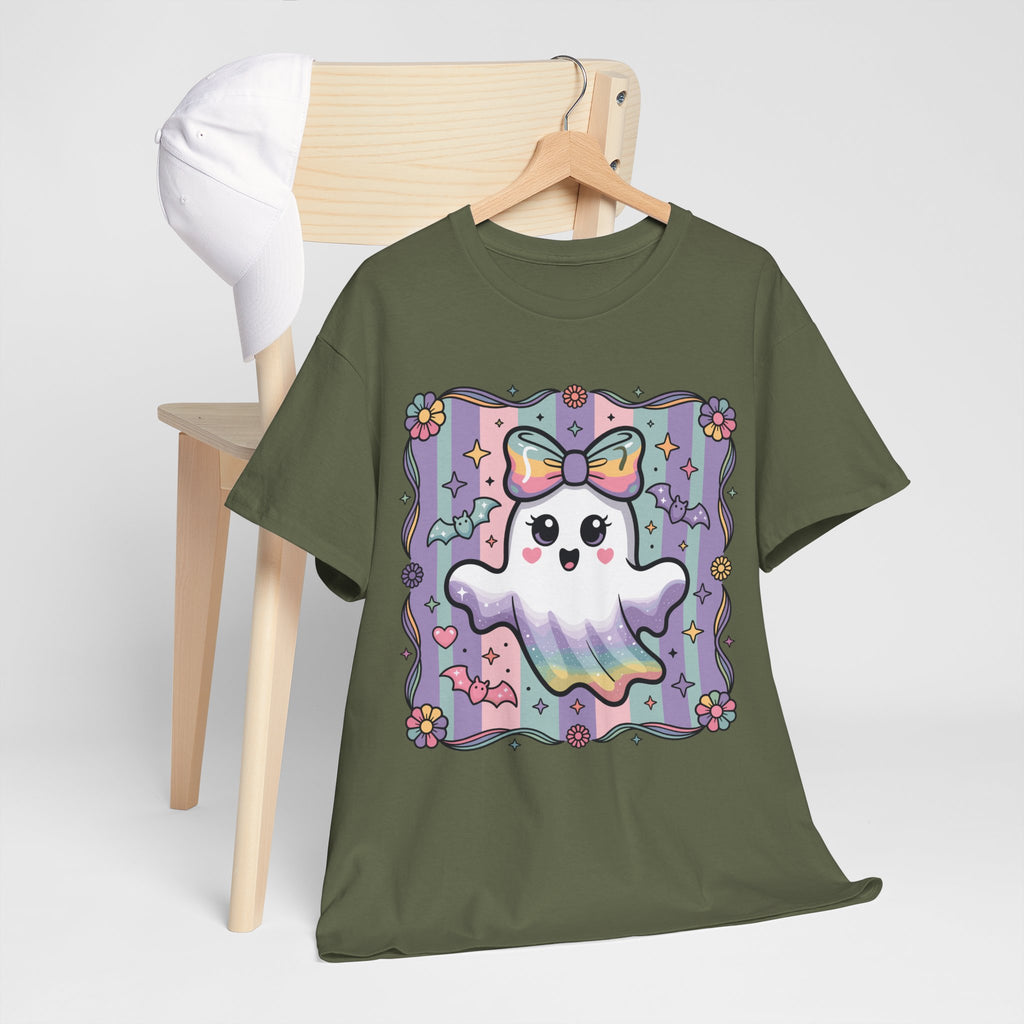 Pastel Ghost Rainbow Bow Unisex Cotton Tee