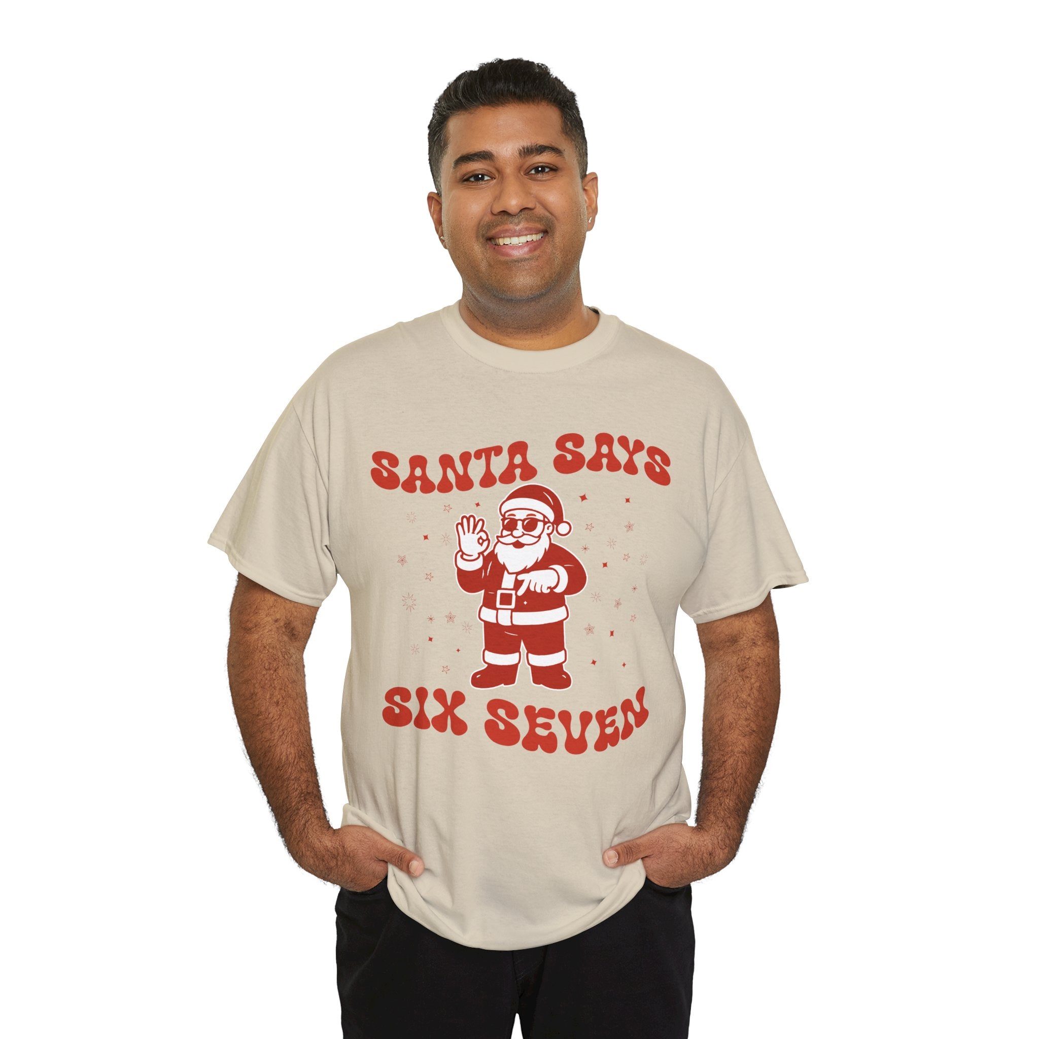Retro 'Santa Says Six Seven' Christmas Unisex Cotton Tee