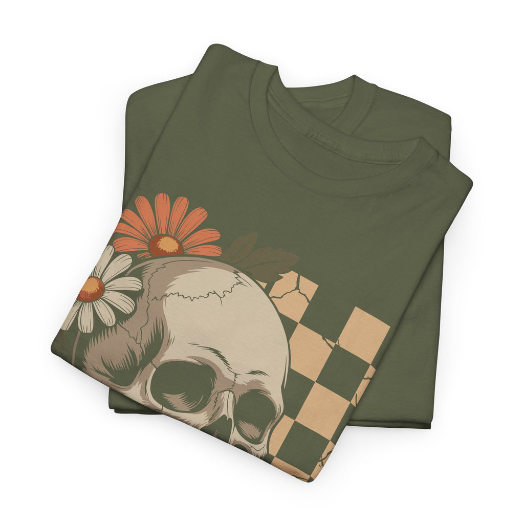 Skull Daisy Unisex Cotton Tshirt