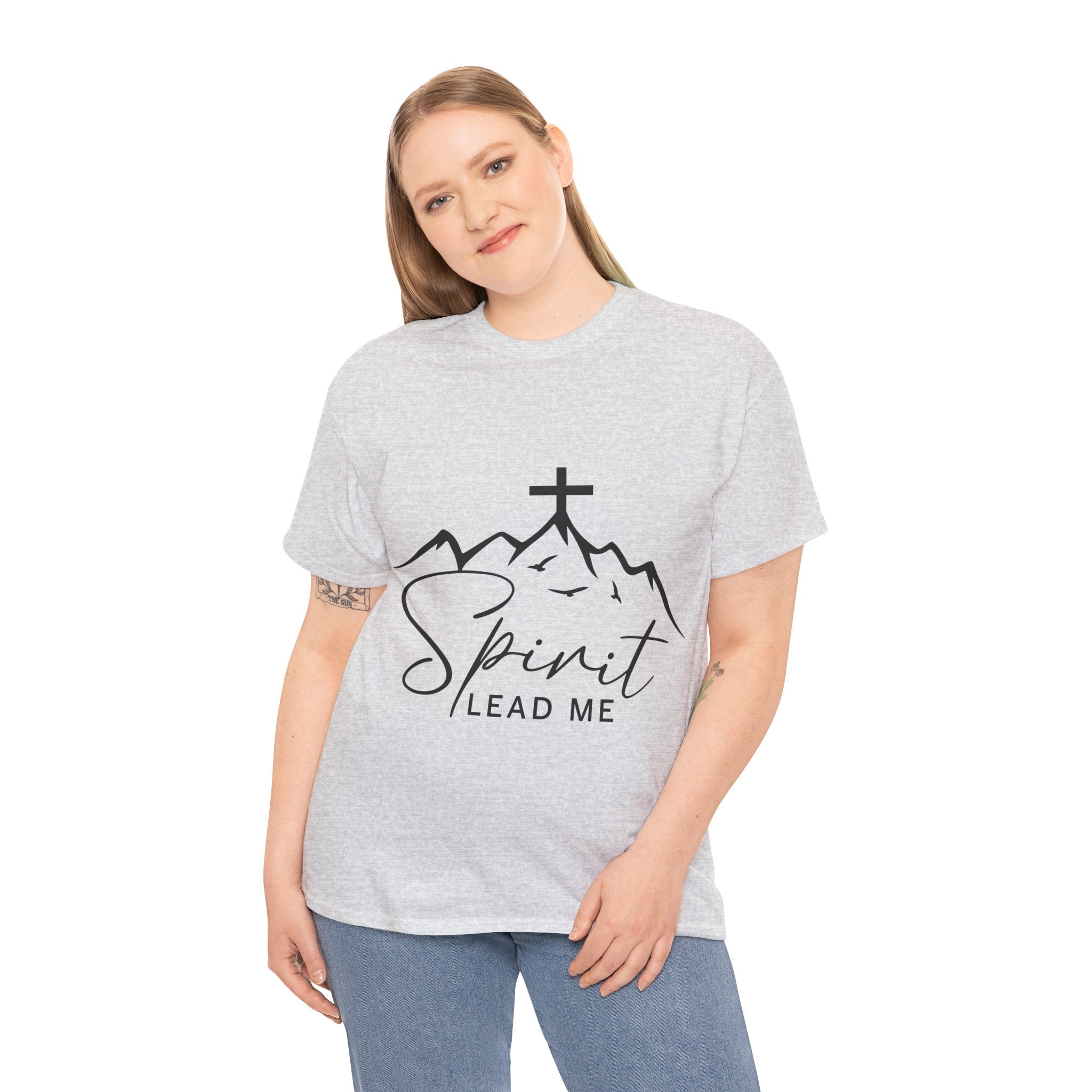 Spirit Lead Me Christian T‑Shirt — Minimalist Cross Unisex Cotton Tee