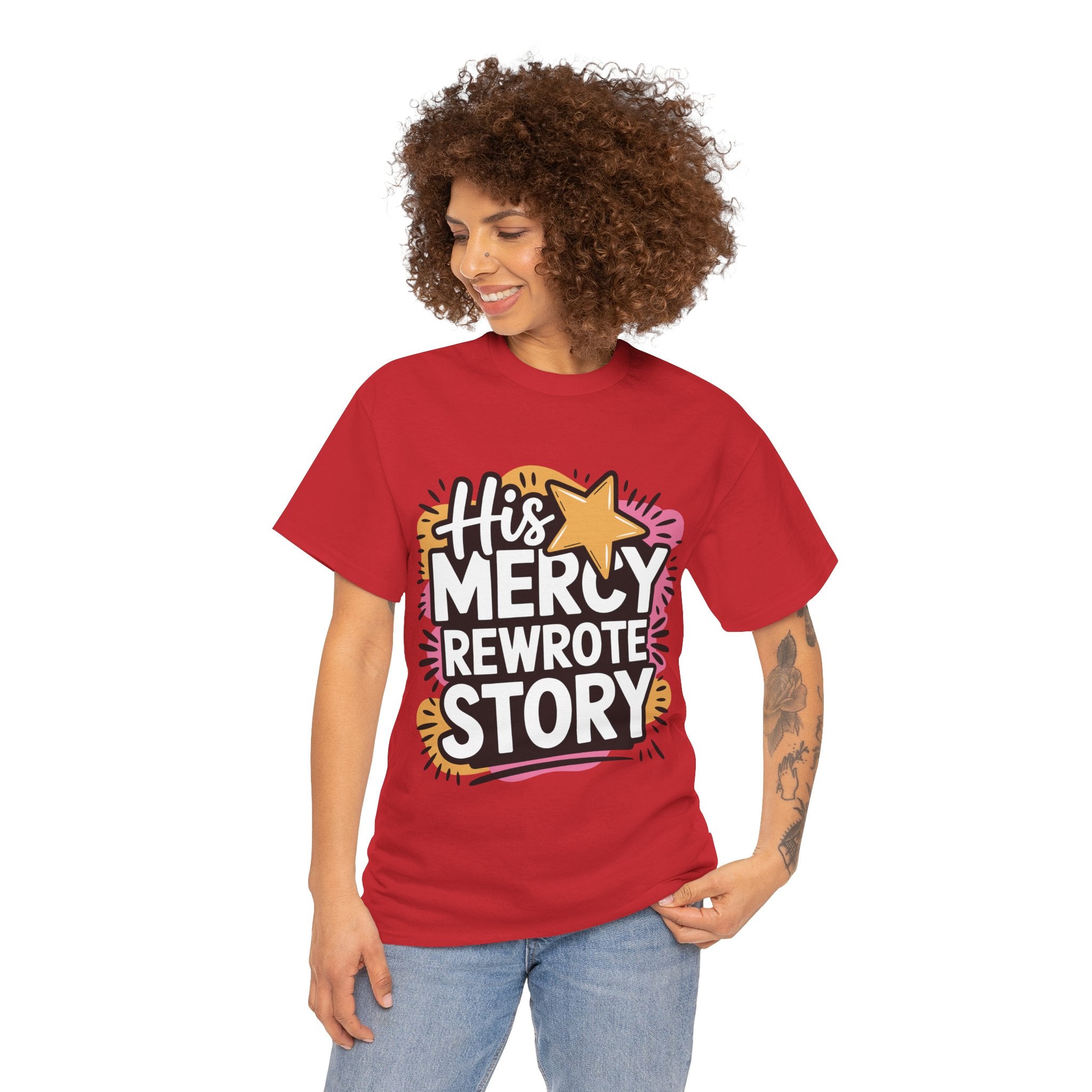 His Mercy Rewrote My Story Tee — Retro Christian Graphic T-Shirt