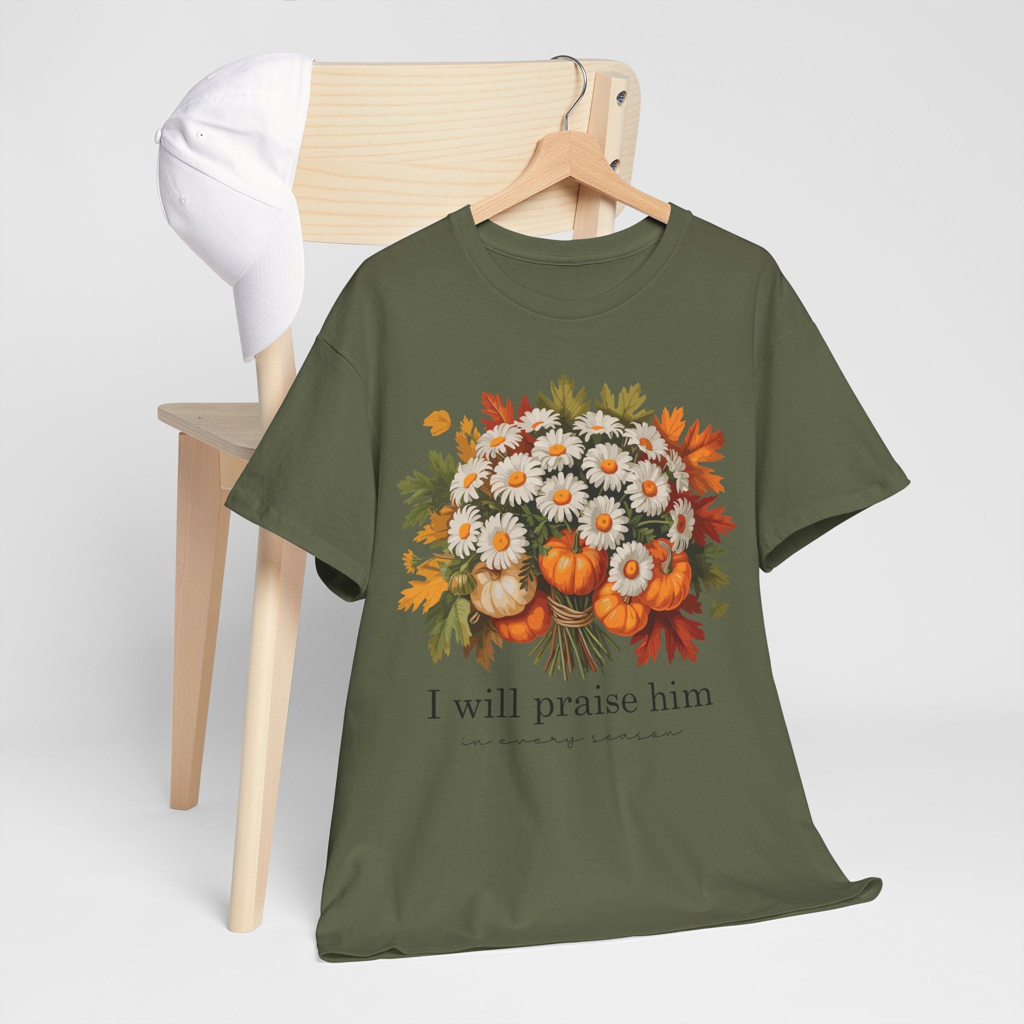 I Will Praise Him In Every Season Fall Floral Unisex Cotton Tee