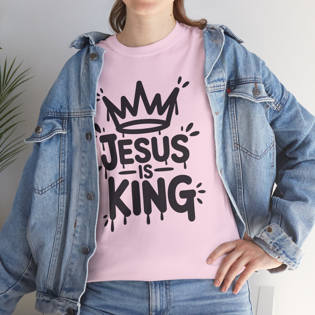 Jesus Is King Crown T-Shirt — Minimalist Christian Unisex Cotton Tee