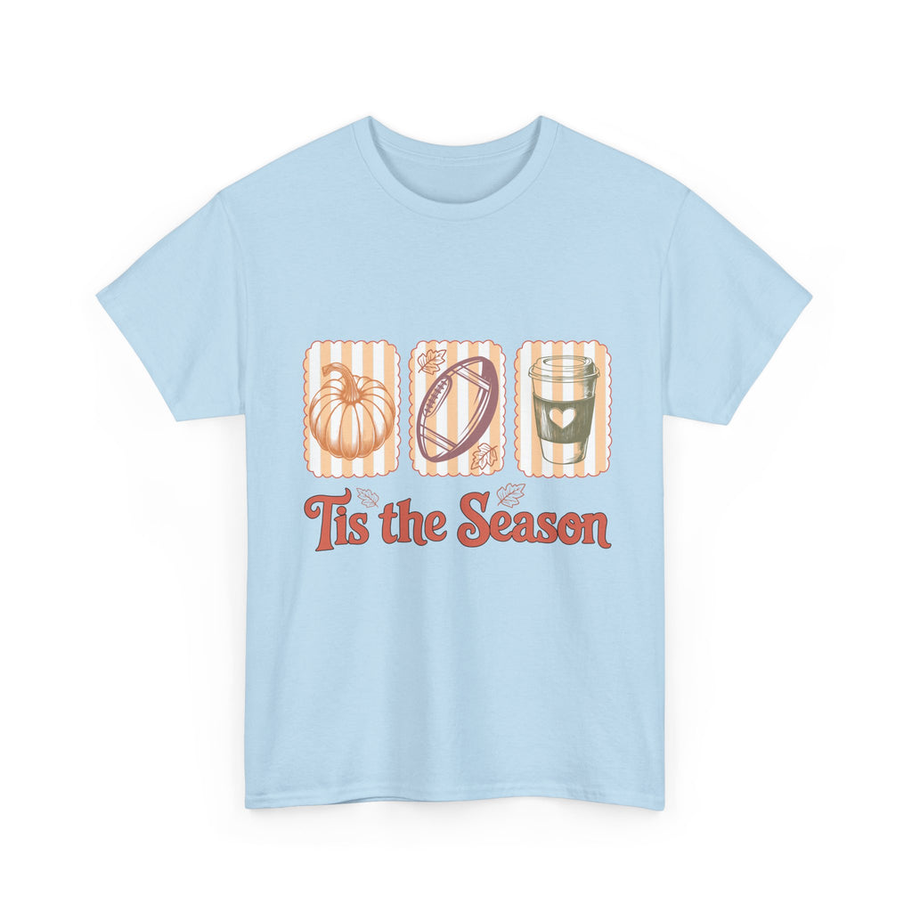 Tis the Season Pumpkin, Football & Coffee Fall Unisex Cotton T-Shirt