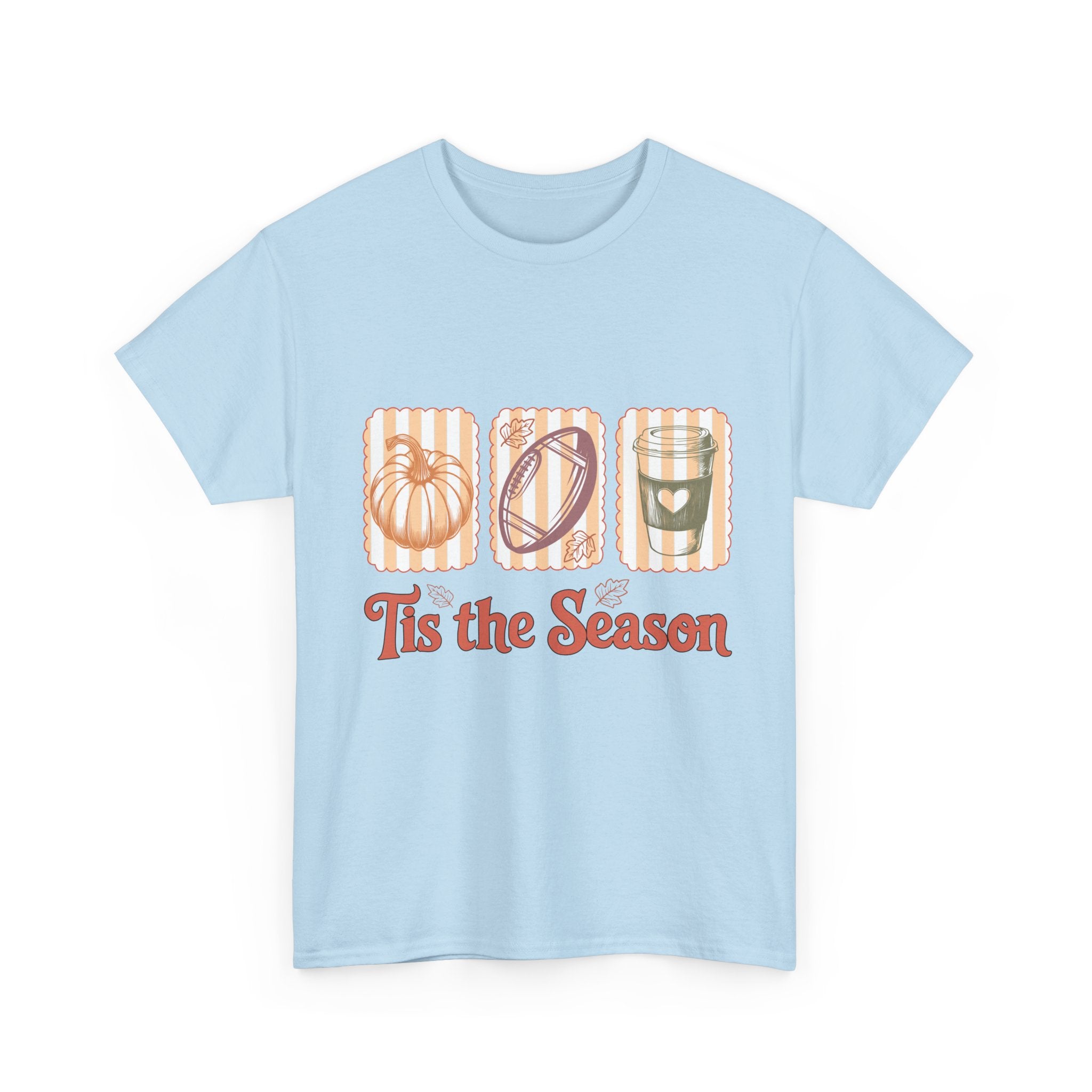 Tis the Season Pumpkin, Football & Coffee Fall Unisex Cotton T-Shirt