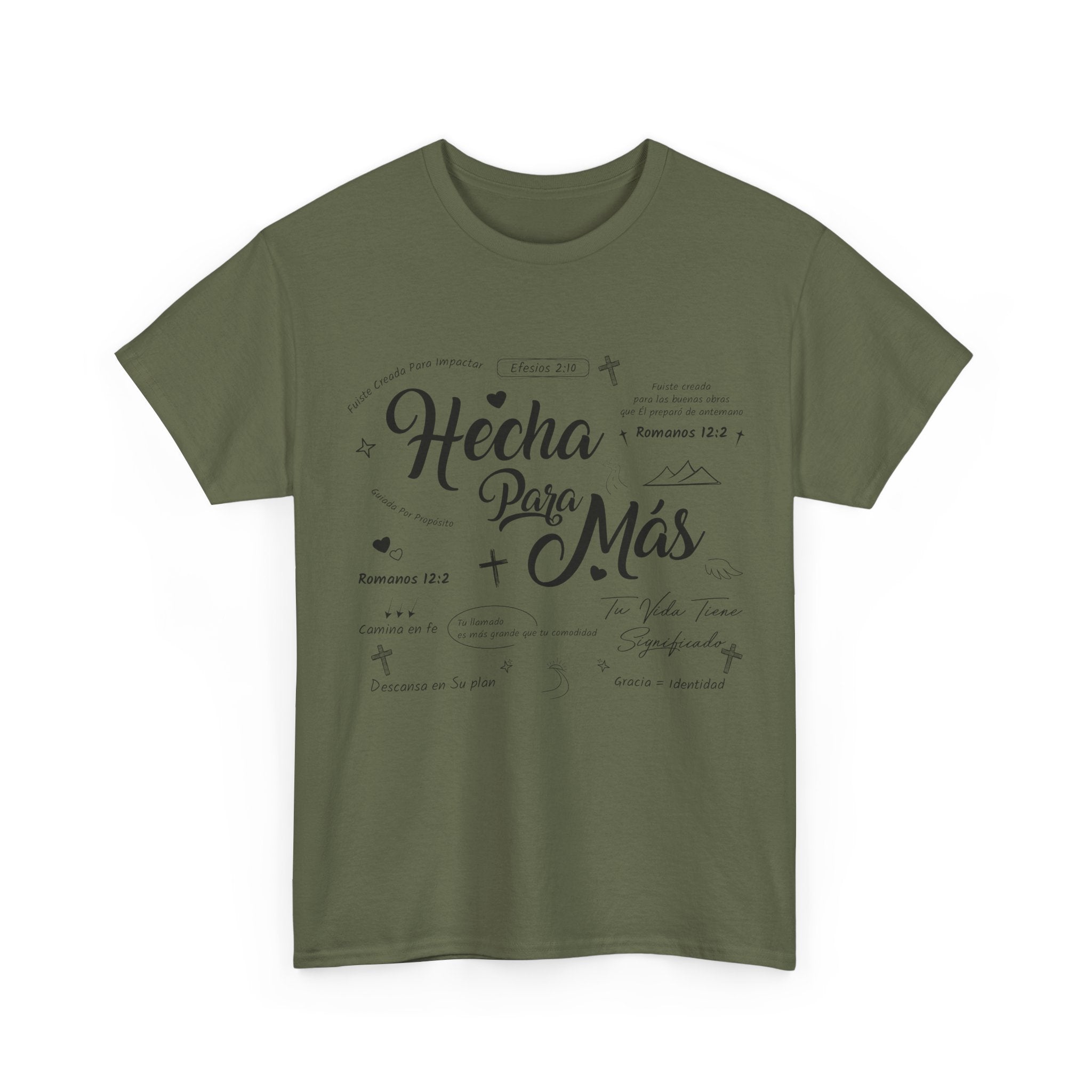 Hecha Para Más Christian T‑Shirt — Spanish Faith Typography Unisex Cotton Tee