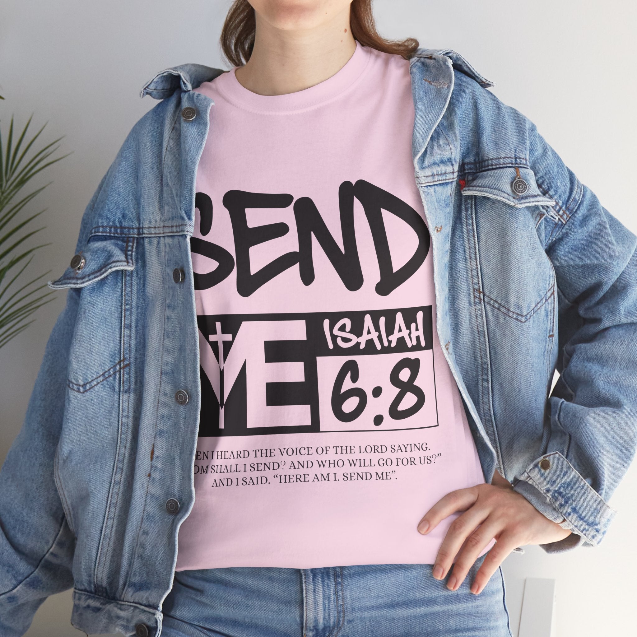 Send Me Isaiah 6:8 Christian T-Shirt — Cross Faith Unisex Cotton Tee