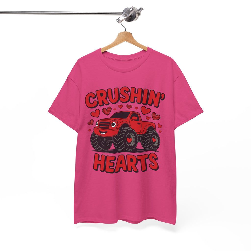 Crushin’ Hearts Valentine Monster Truck Unisex Cotton Tee