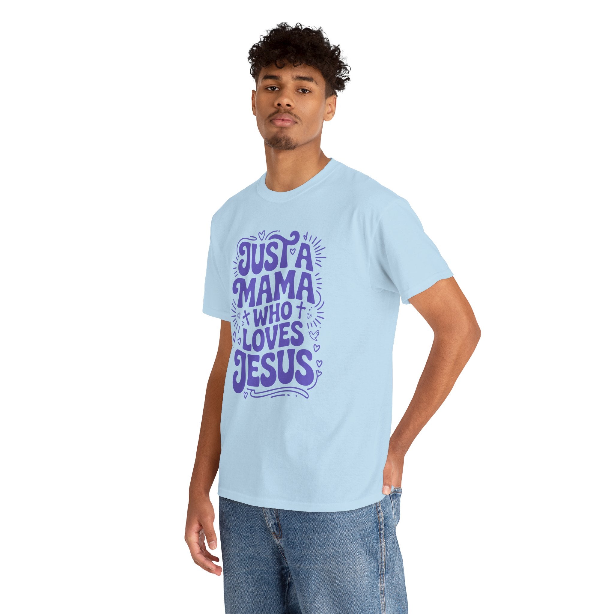 Mama Who Loves Jesus T-Shirt — Bright Green Bubbly Faith Unisex Cotton Tee