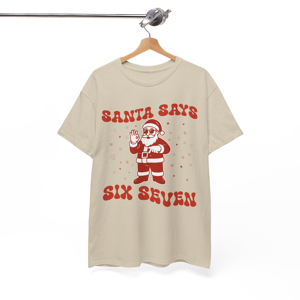 Retro 'Santa Says Six Seven' Christmas Unisex Cotton Tee