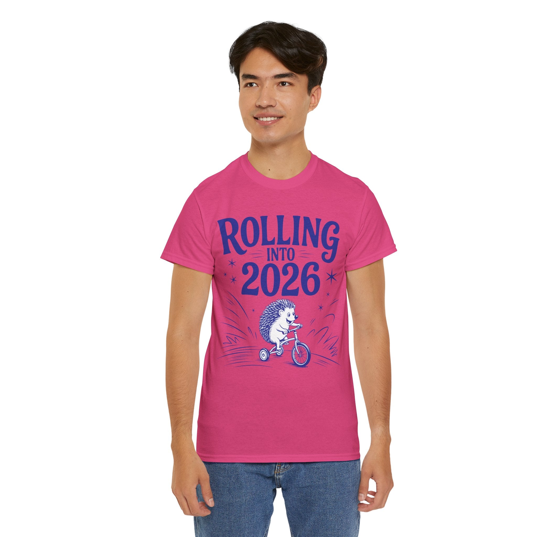 Rolling Into 2026 Hedgehog Tricycle Unisex Cotton Tee