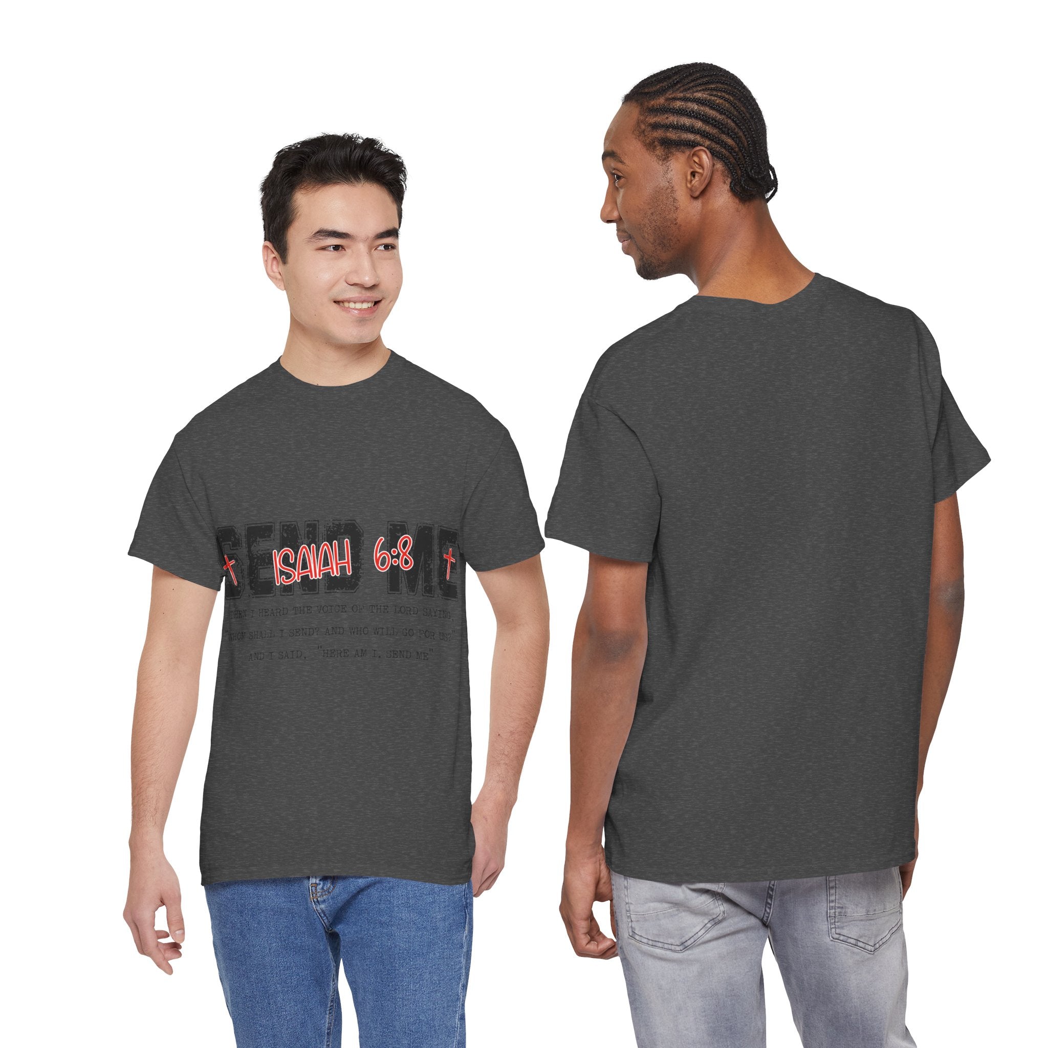 Here I Am Send Me Isaiah 6:8 T-Shirt — Christian Cross Graphic Unisex Cotton Tee