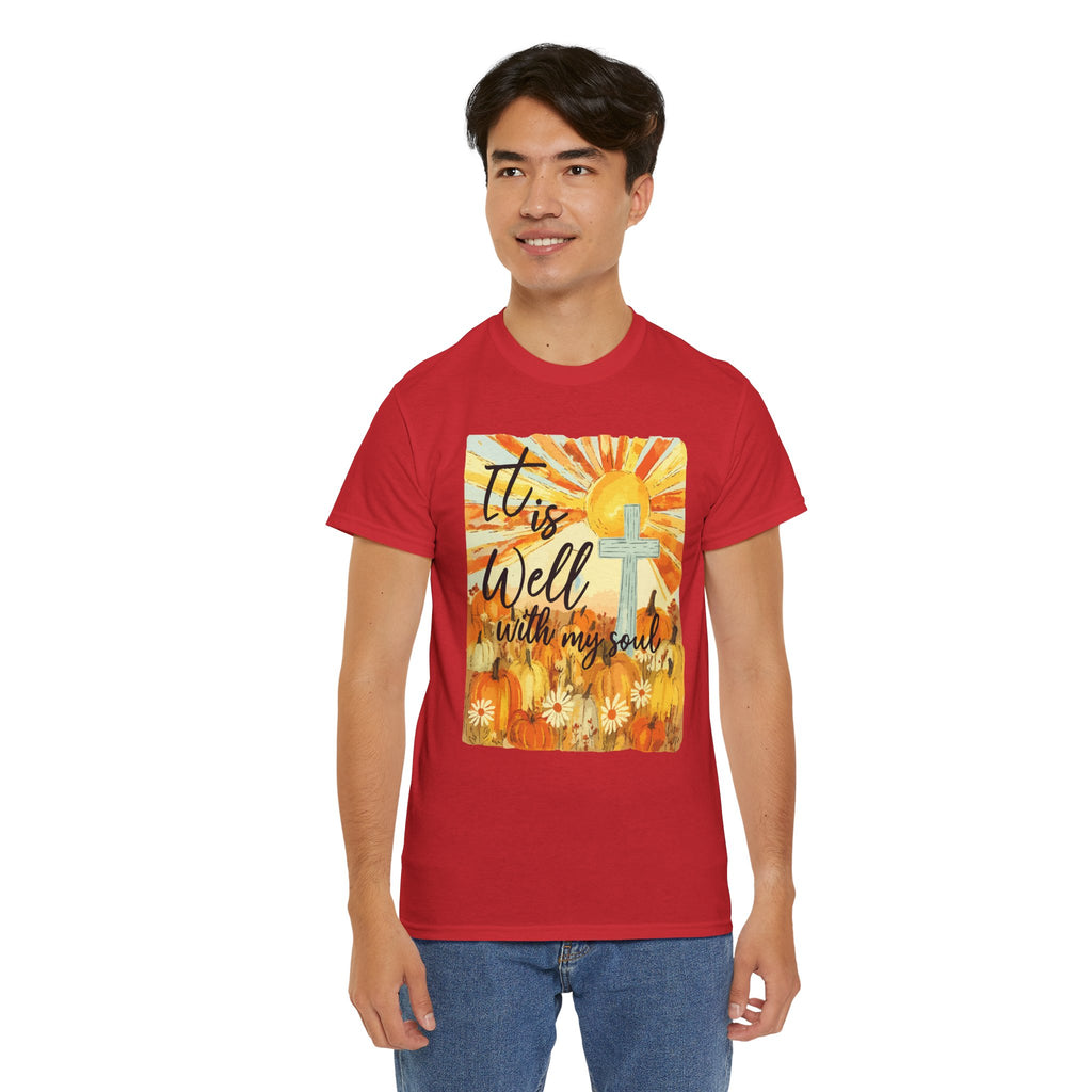 It Is Well With My Soul Pumpkin Sunrise Unisex Cotton T-Shirt