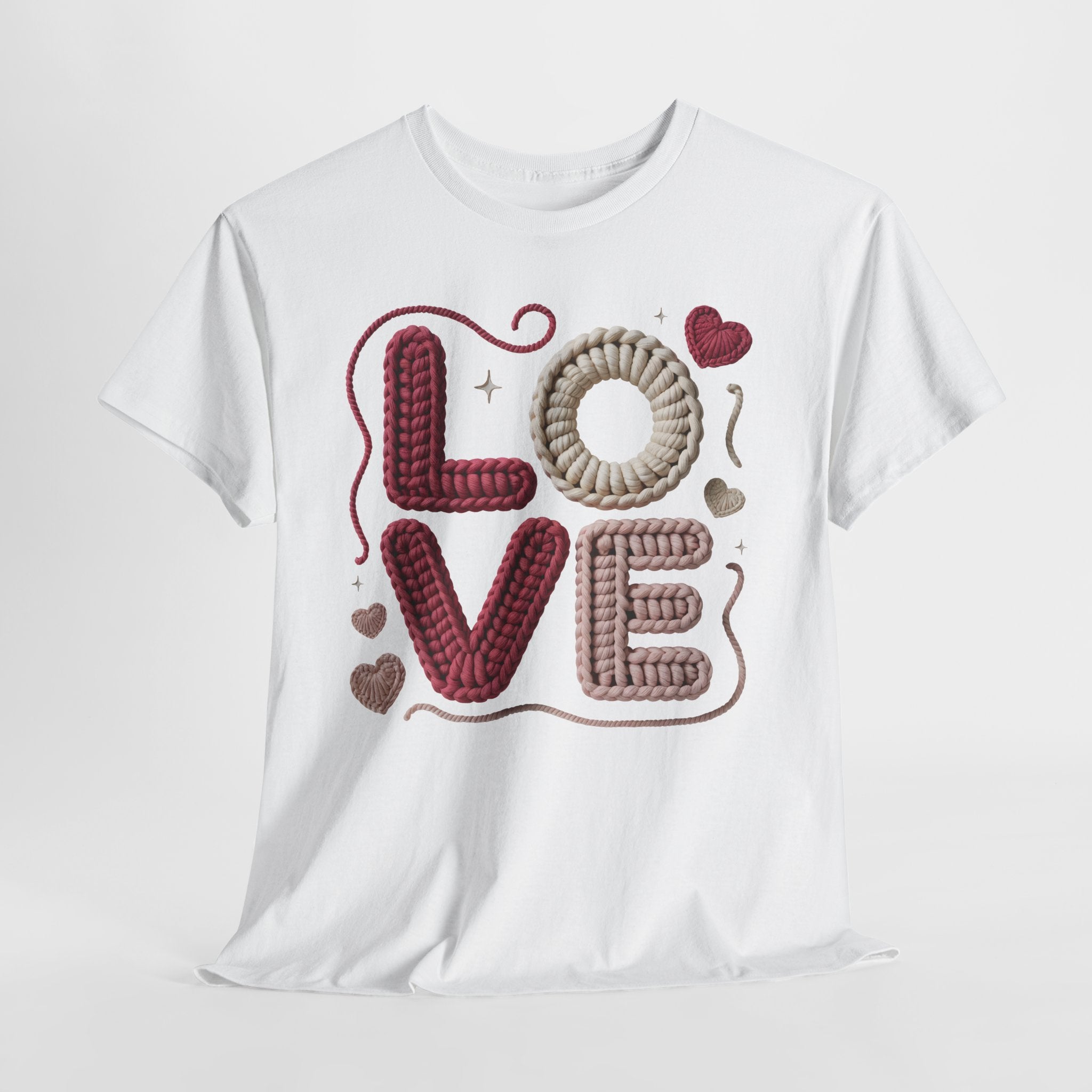 LOVE Faux Yarn Heart Unisex Cotton Tee