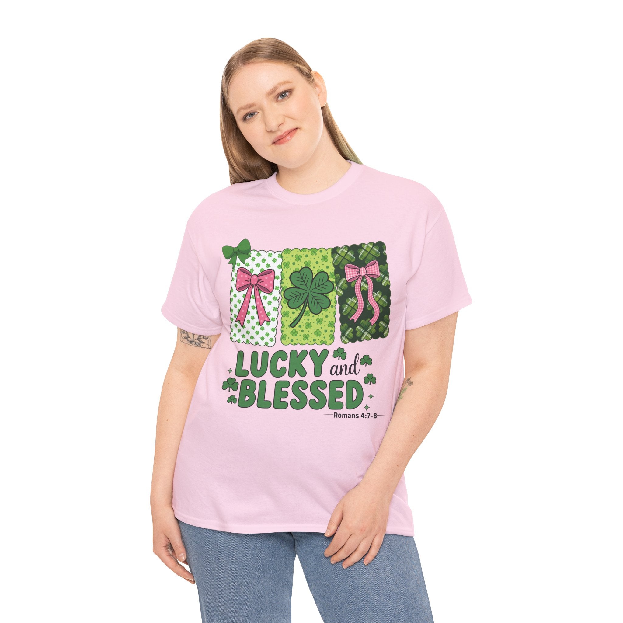 Lucky and Blessed Clover Unisex Cotton Tee