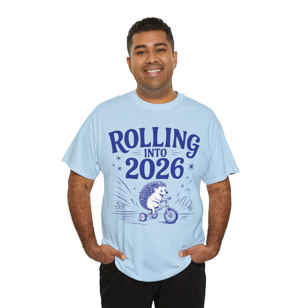 Rolling Into 2026 Hedgehog Tricycle Unisex Cotton Tee
