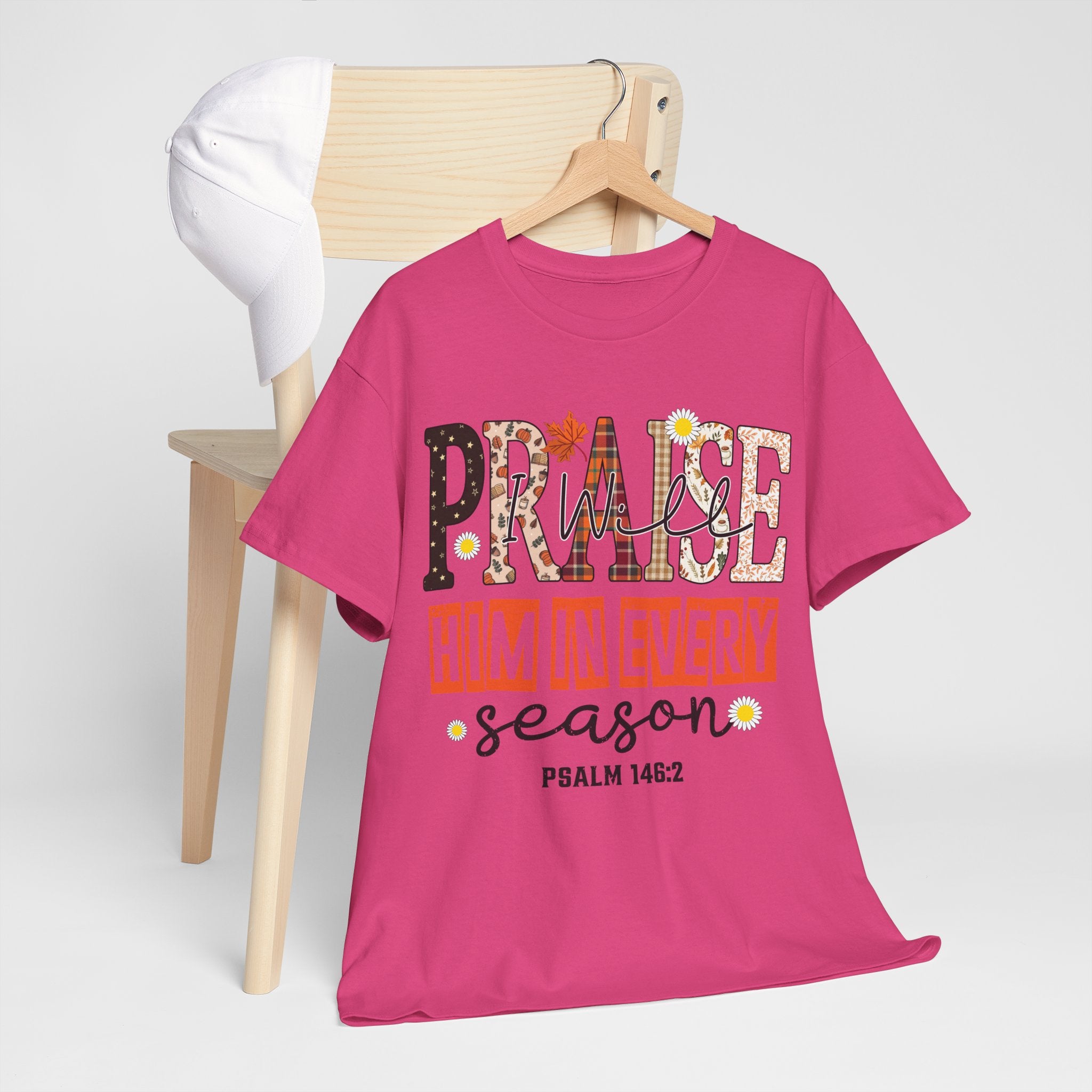 Praise Him In Every Tee — Fall Daisies & Leaf Floral Graphic Unisex Cotton T-Shirt