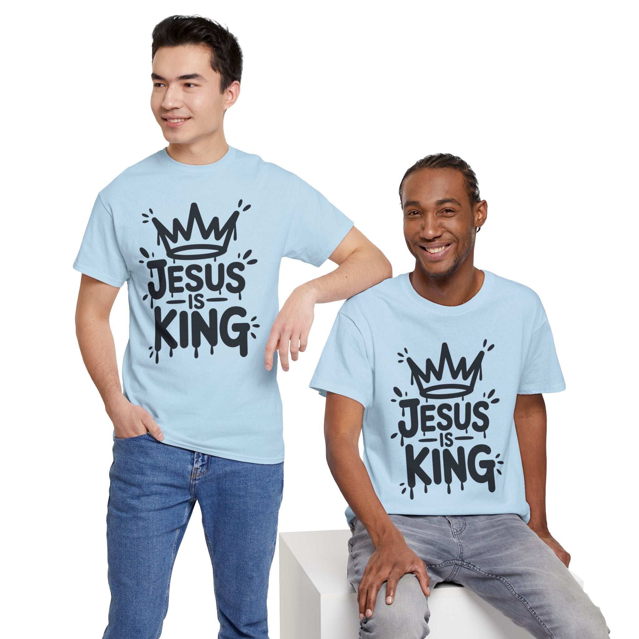 Jesus Is King Crown T-Shirt — Minimalist Christian Unisex Cotton Tee