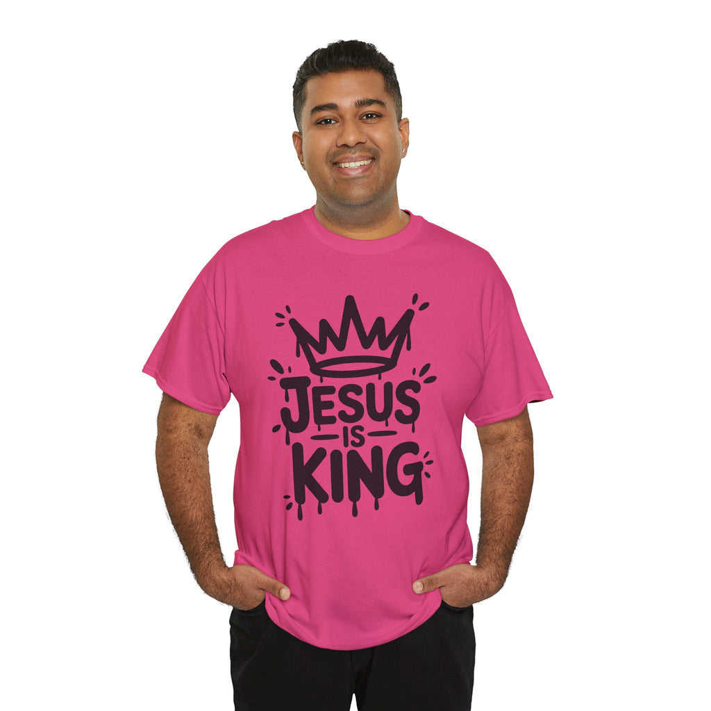 Jesus Is King Crown T-Shirt — Minimalist Christian Unisex Cotton Tee
