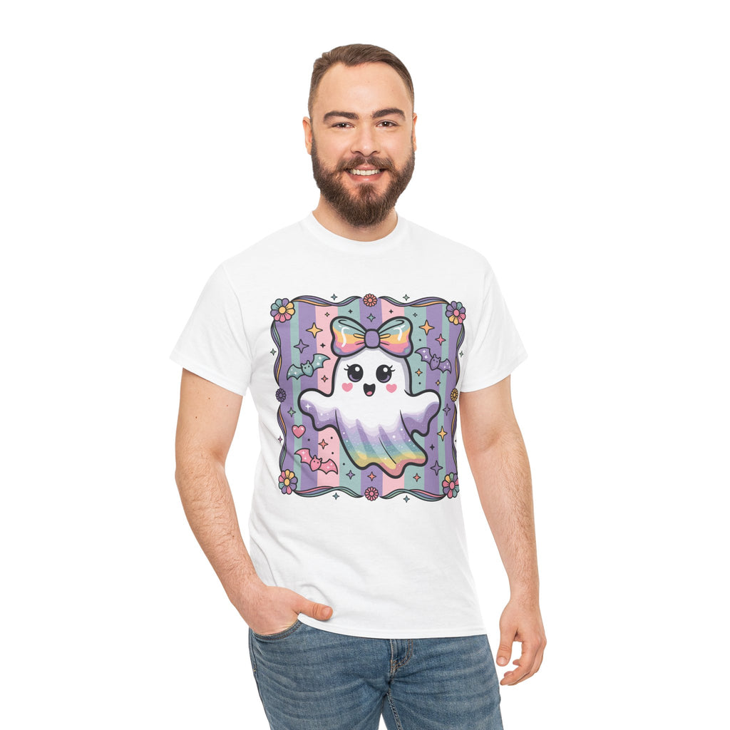 Pastel Ghost Rainbow Bow Unisex Cotton Tee