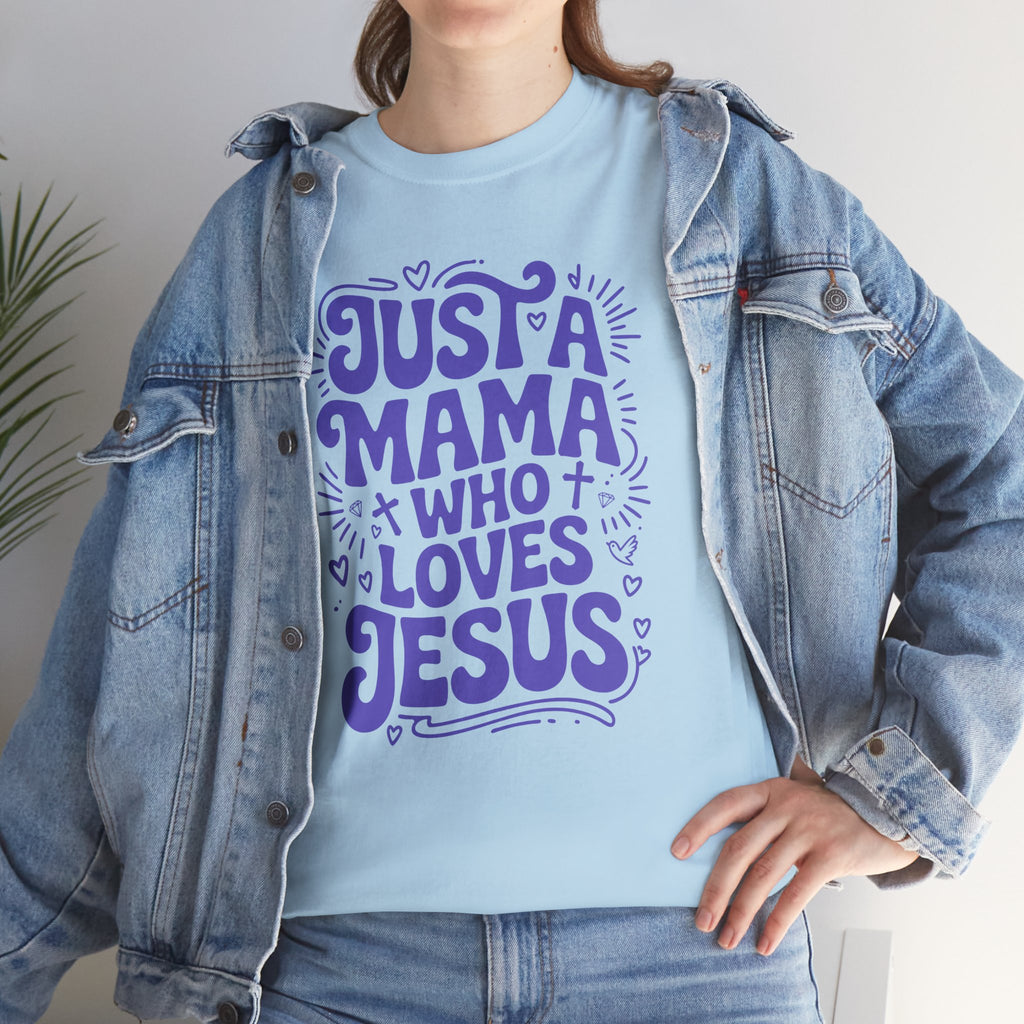 Mama Who Loves Jesus T-Shirt — Bright Green Bubbly Faith Unisex Cotton Tee