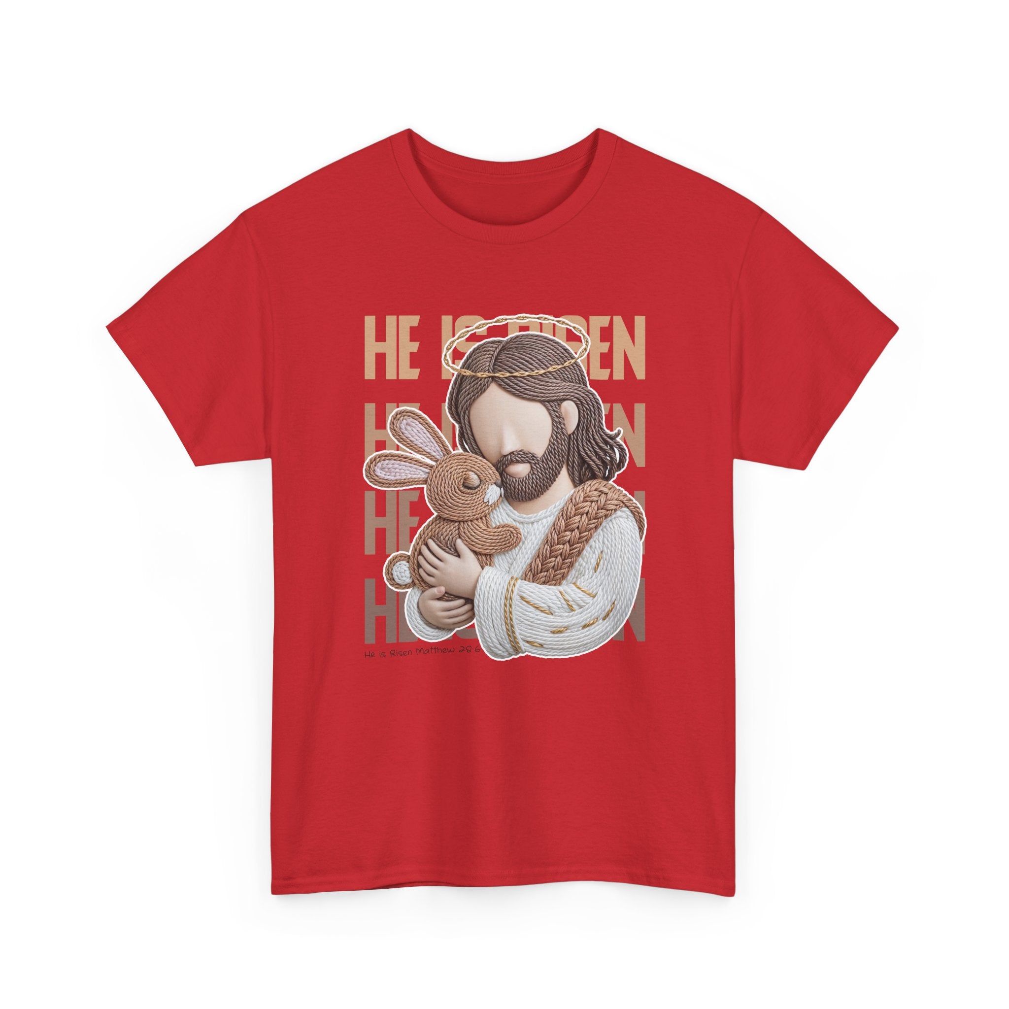 He Is Risen Matthew 28:6 Jesus With Lamb Unisex Cotton T-Shirt