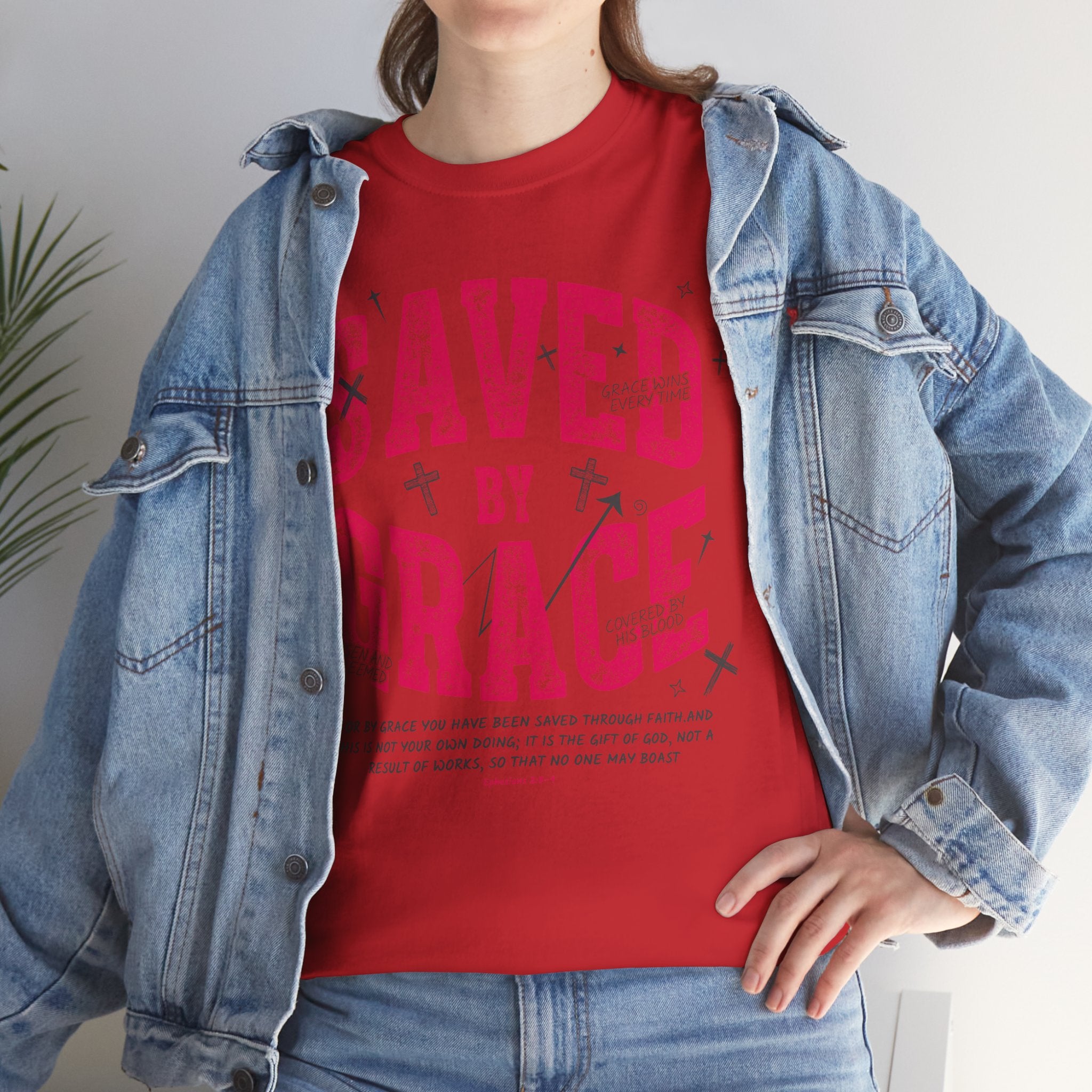 Saved by Grace Ephesians 2:8-9 Unisex Cotton T-Shirt