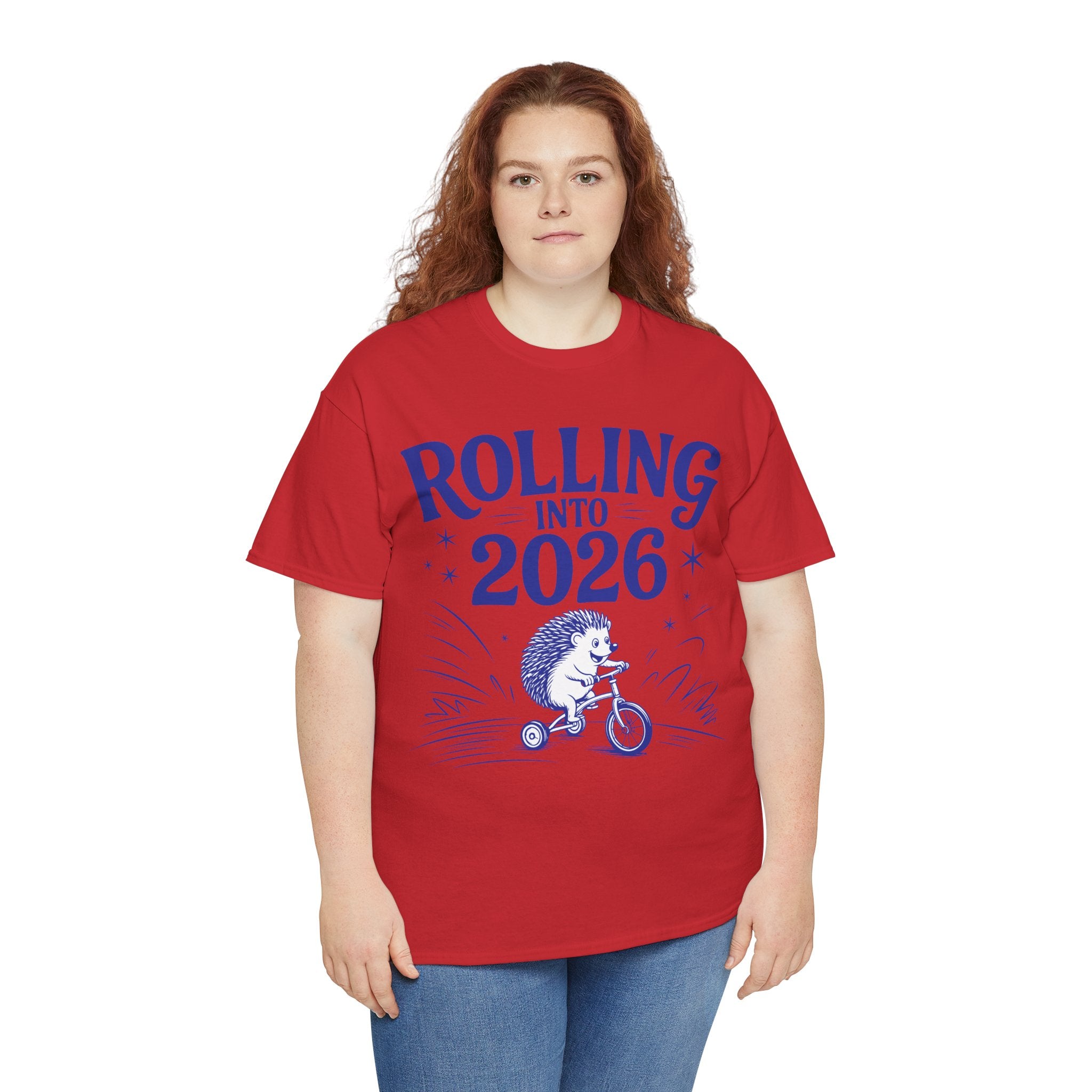 Rolling Into 2026 Hedgehog Tricycle Unisex Cotton Tee