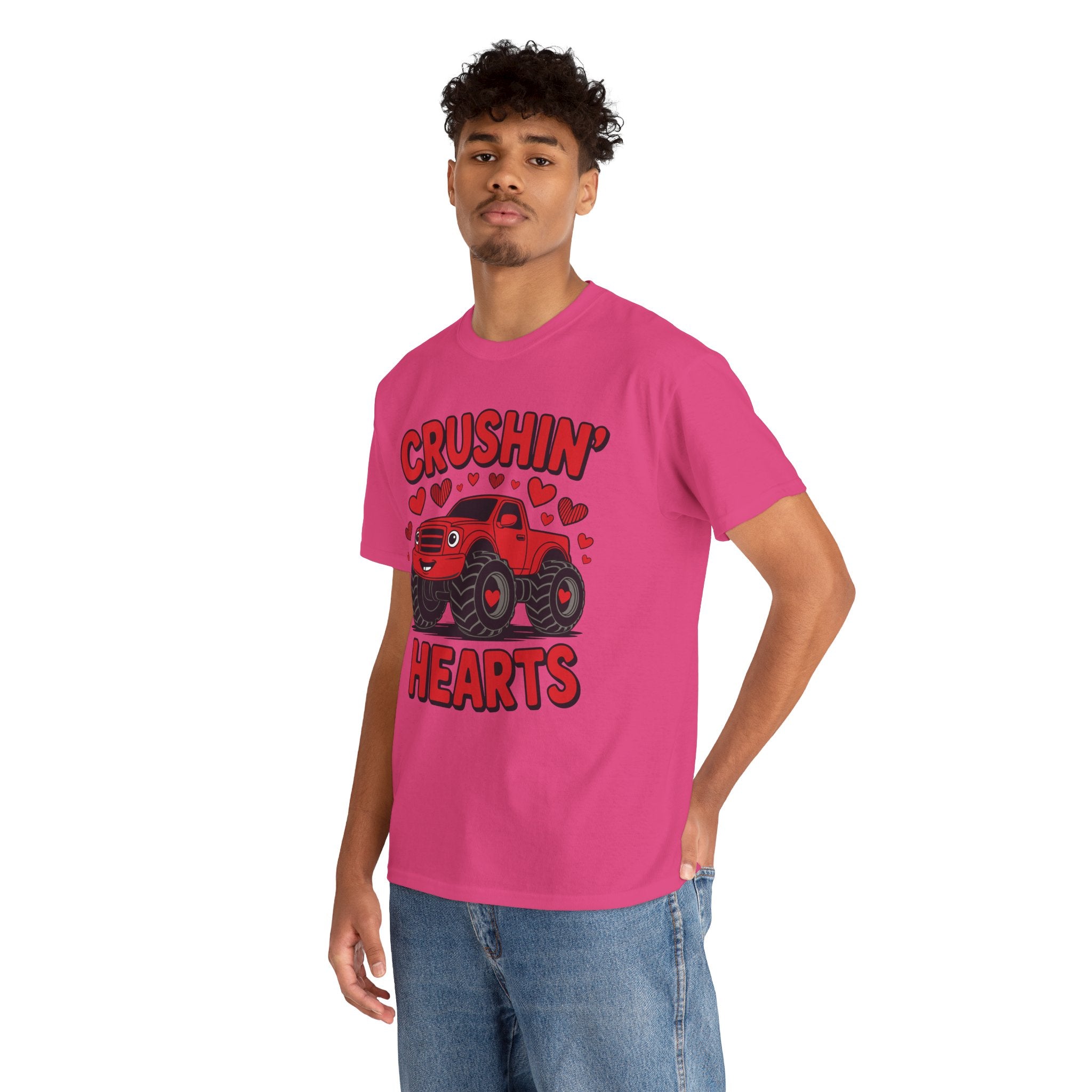 Crushin’ Hearts Valentine Monster Truck Unisex Cotton Tee