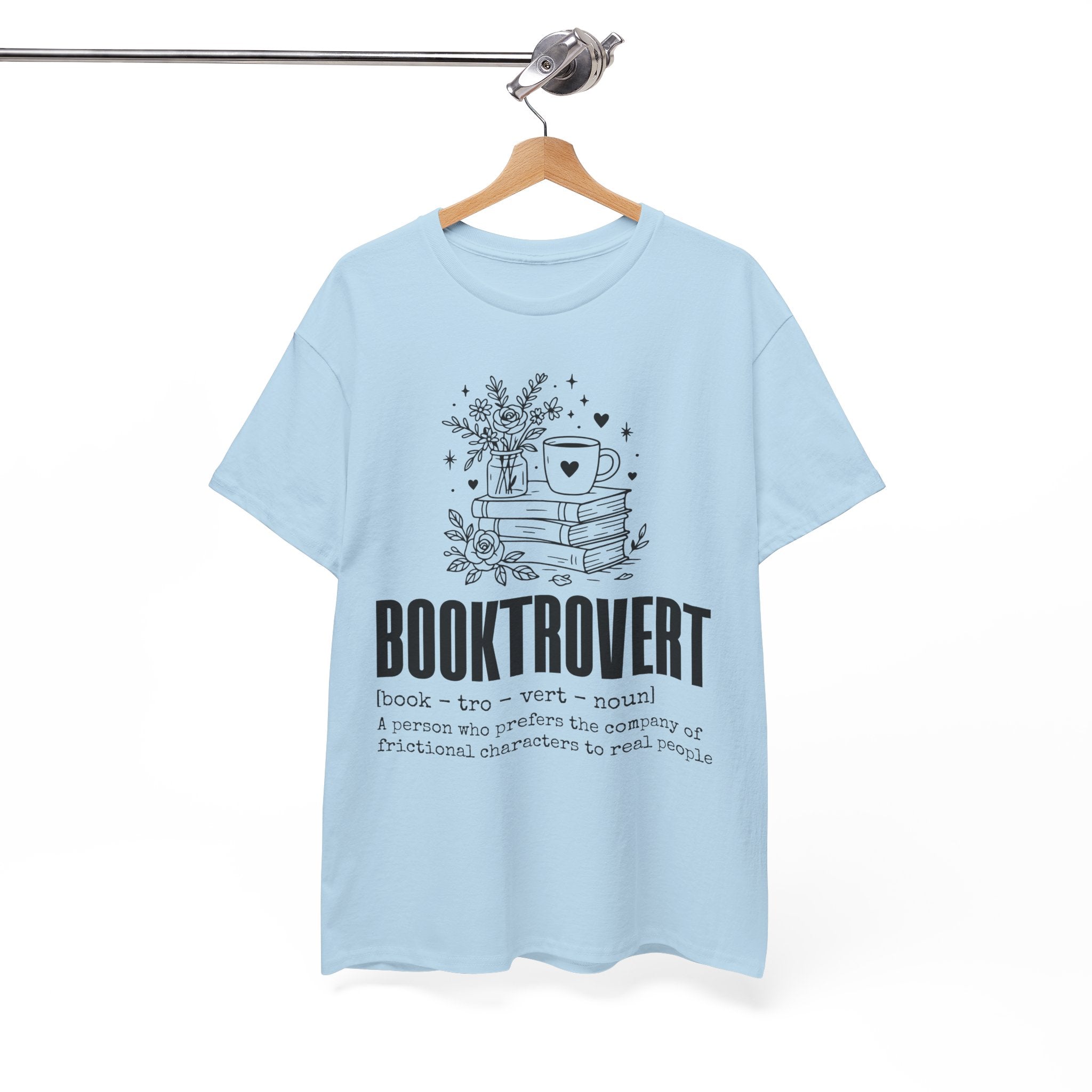 Booktrovert Graphic Tee — "Booktrovert" Definition, Books & Coffee Design Unisex Cotton Tee