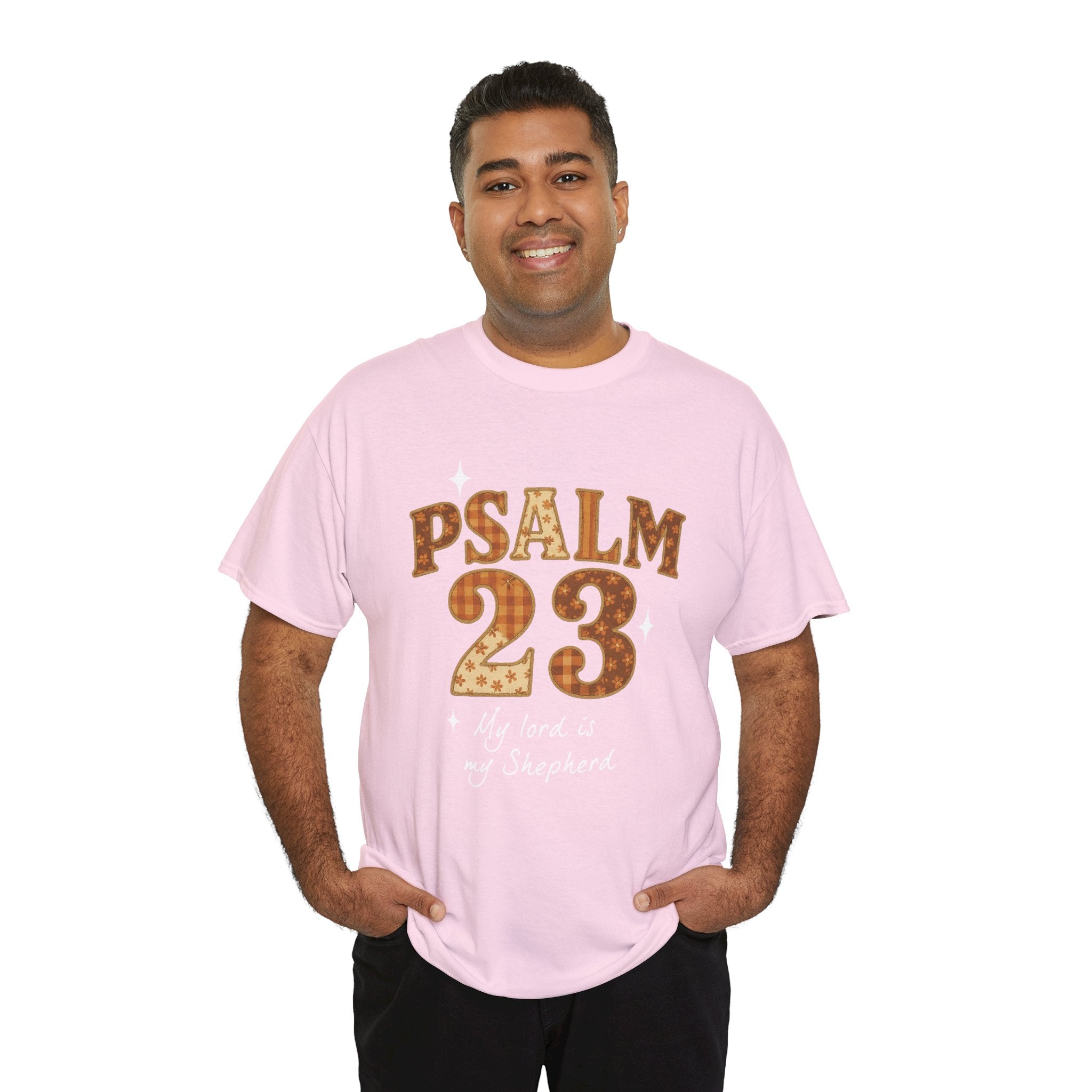 Psalm 23 Floral Tee — “My Lord Is My Shepherd” Stitched-Text Unisex Cotton Tee