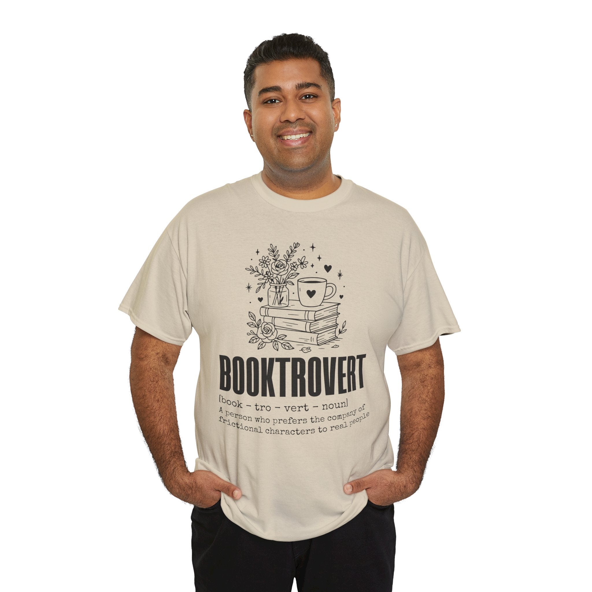 Booktrovert Graphic Tee — "Booktrovert" Definition, Books & Coffee Design Unisex Cotton Tee