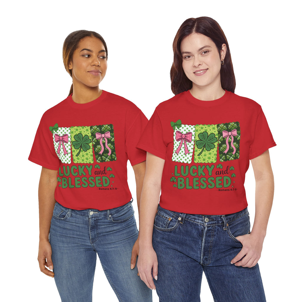 Lucky and Blessed Clover Unisex Cotton Tee