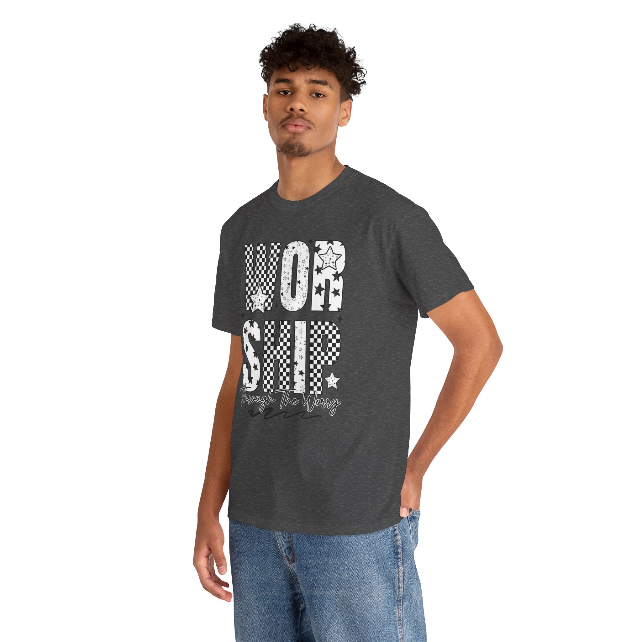 WORSHIP Through The Worry Checkerboard Unisex Cotton Tee